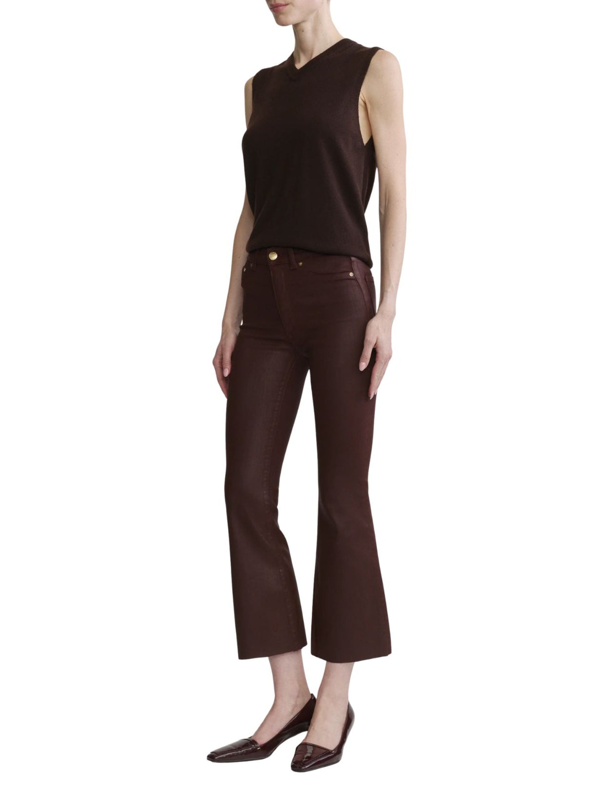 DL1961 Bridget Bootcut High Rise Instasculpt™ Crop Jeans in Vin Rouge Coated