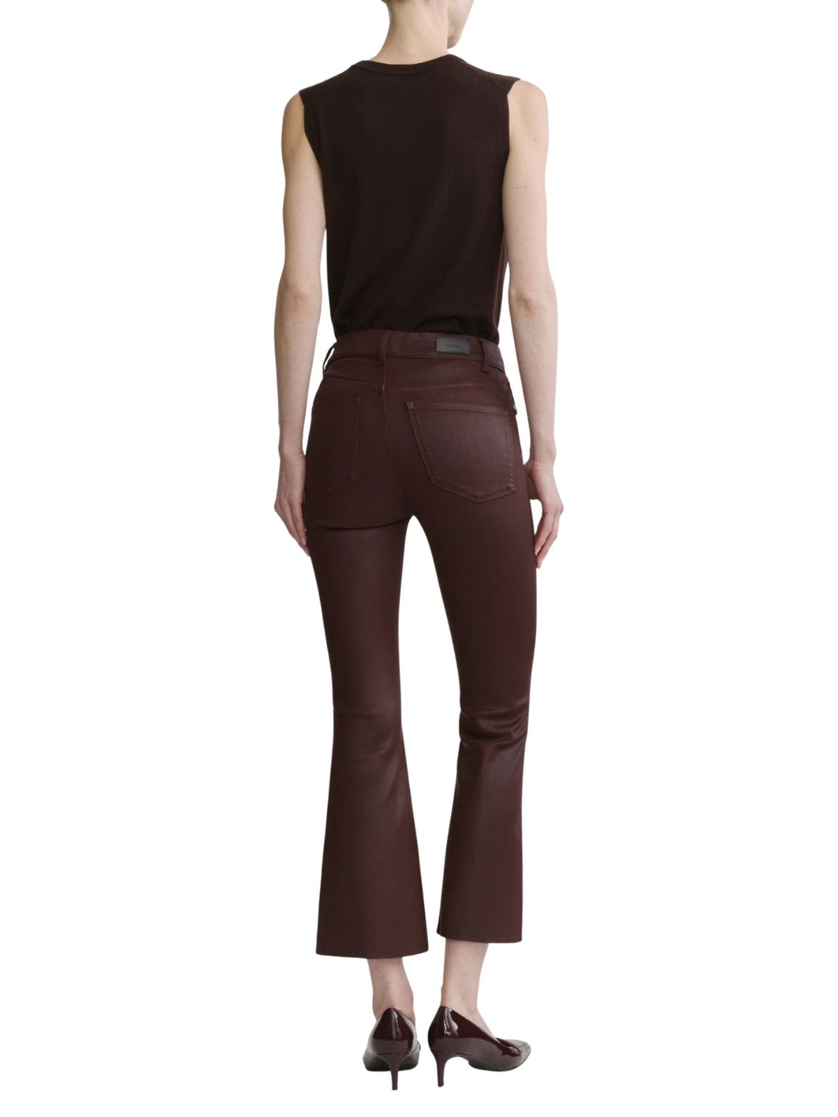 DL1961 Bridget Bootcut High Rise Instasculpt™ Crop Jeans in Vin Rouge Coated