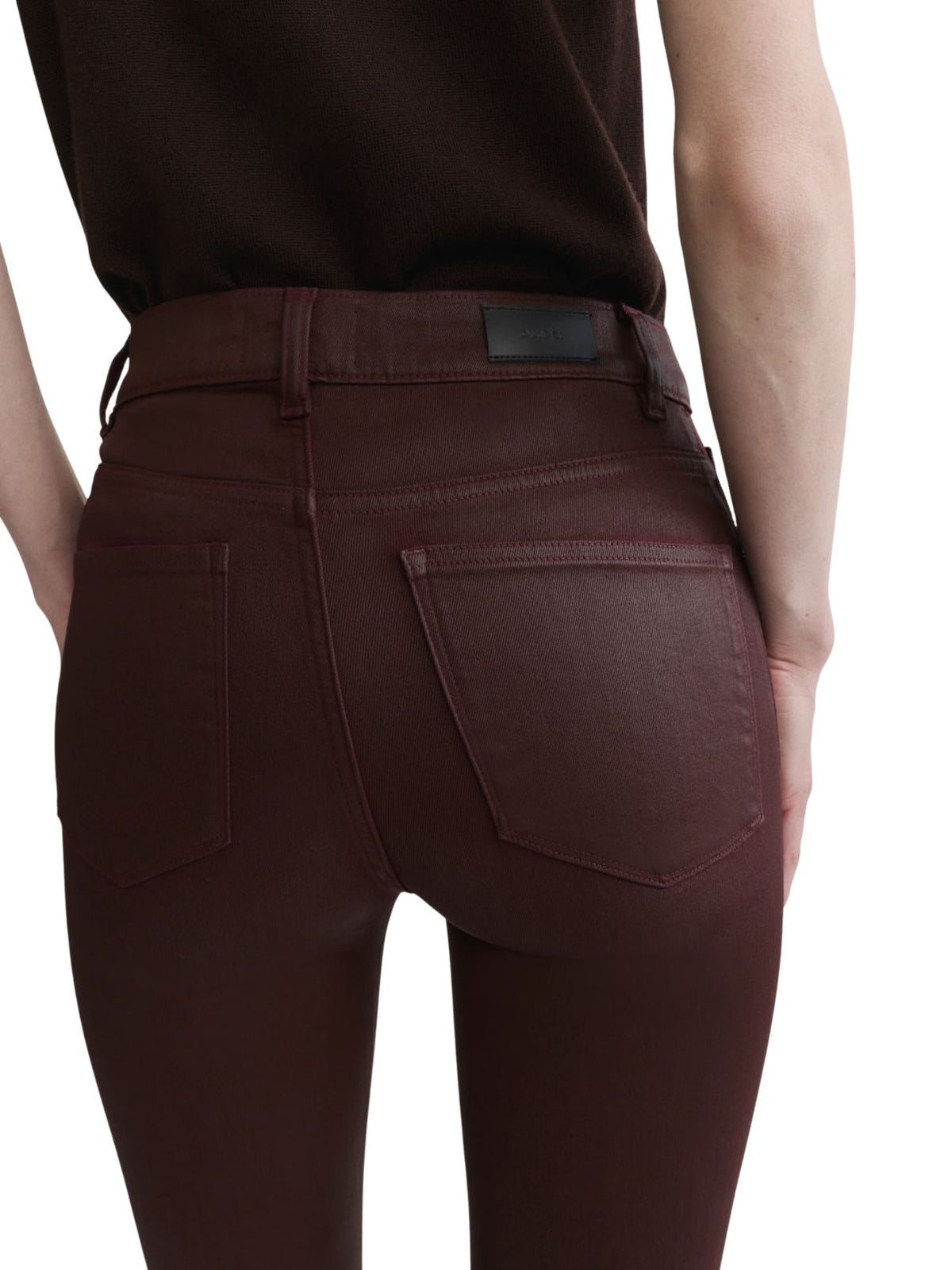 DL1961 Bridget Bootcut High Rise Instasculpt™ Crop Jeans in Vin Rouge Coated