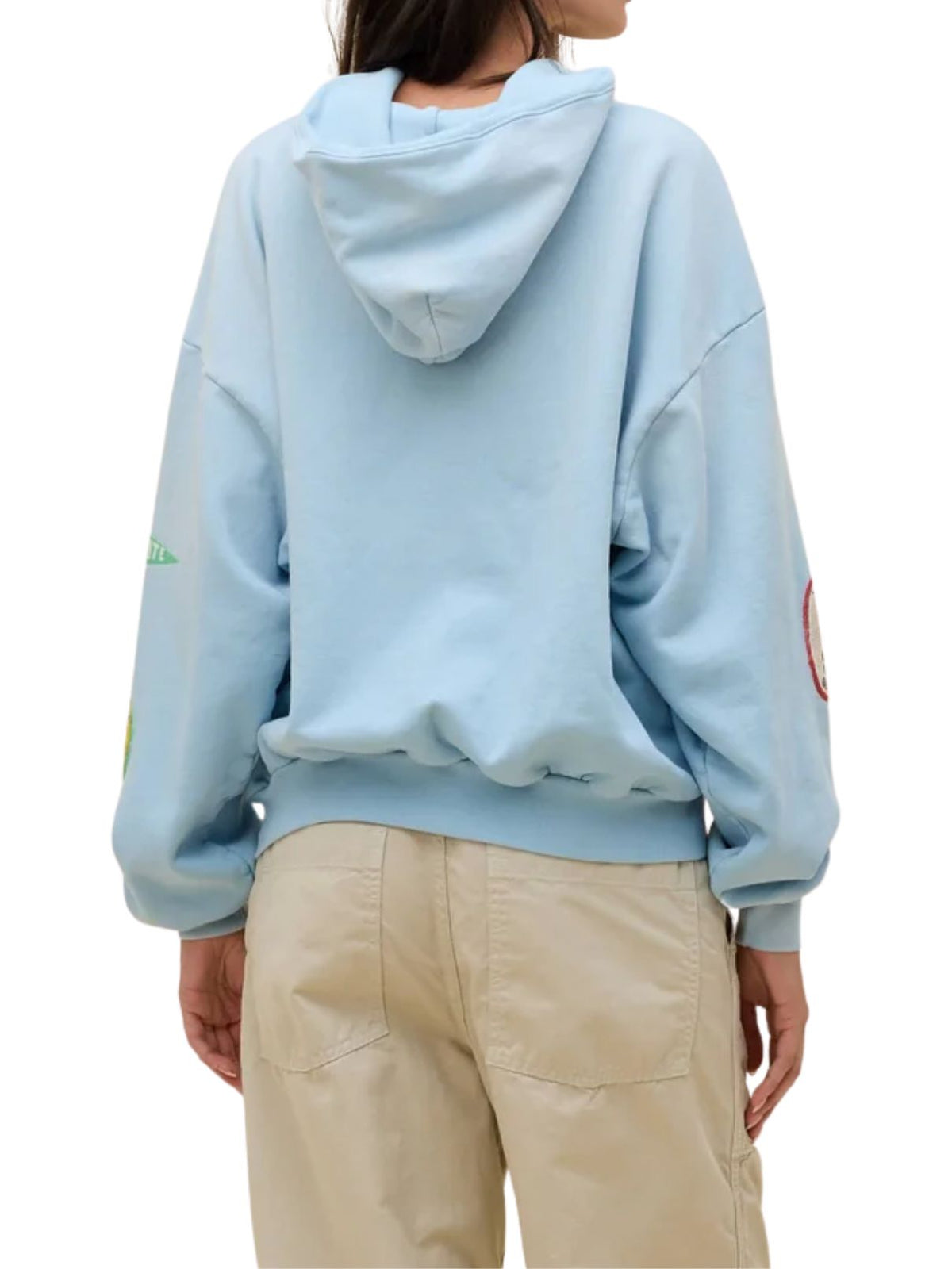 Daydreamer Camp Patches Oversized Hoodie in Powder Blue