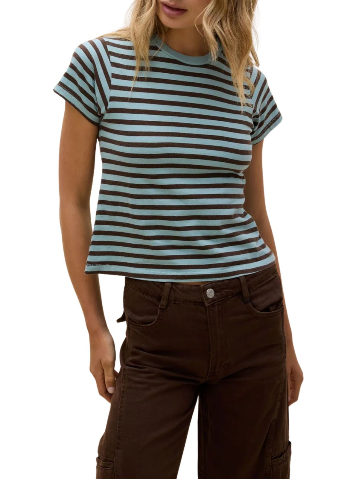 Daydreamer Stripe Vintage Tee in Cloud Blue