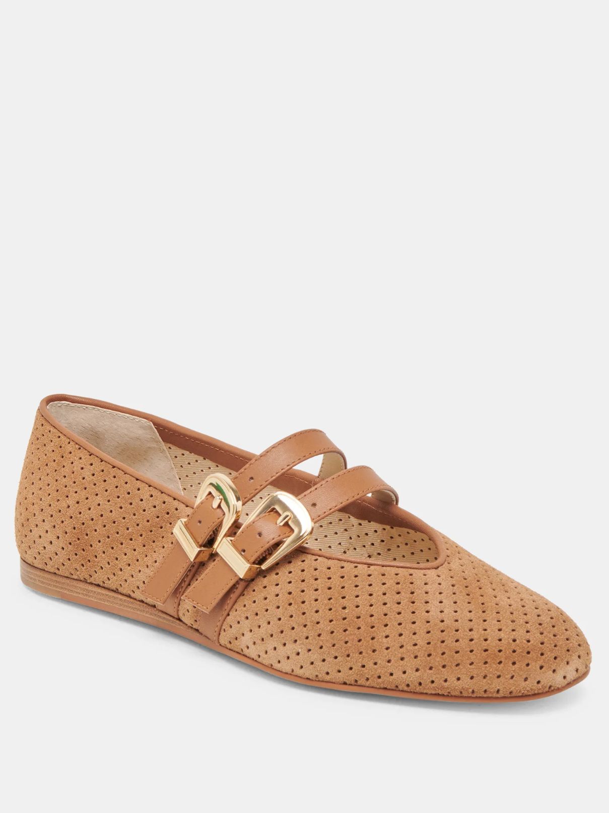 Dolce Vita Baylee Flat in Perforated Pecan Suede