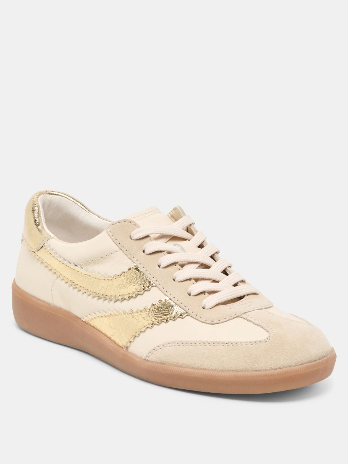 Dolce Vita Merit Sneaker in  White/Gold Leather