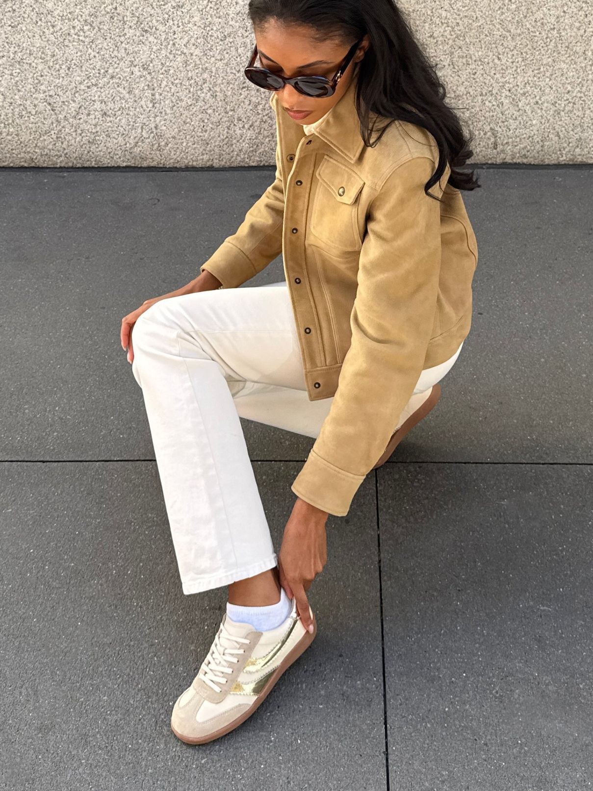 Dolce Vita Merit Sneaker in  White/Gold Leather