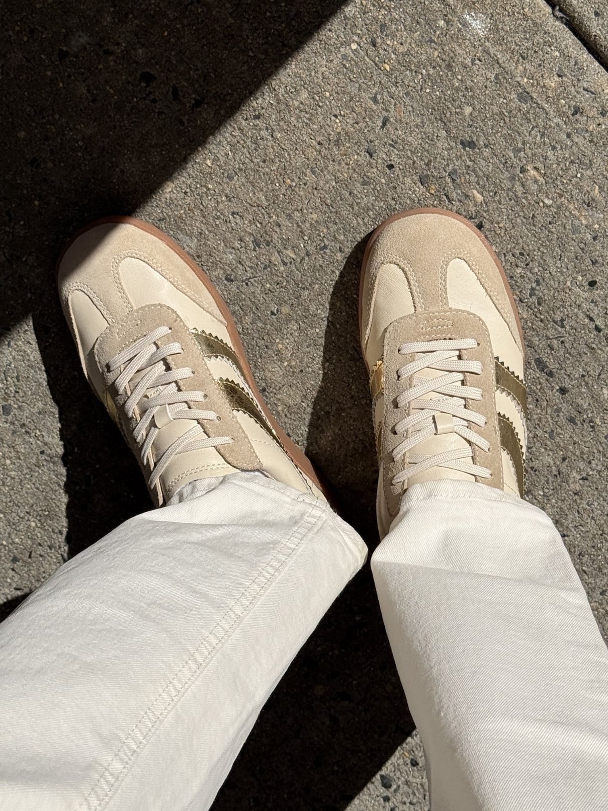 Dolce Vita Merit Sneaker in  White/Gold Leather