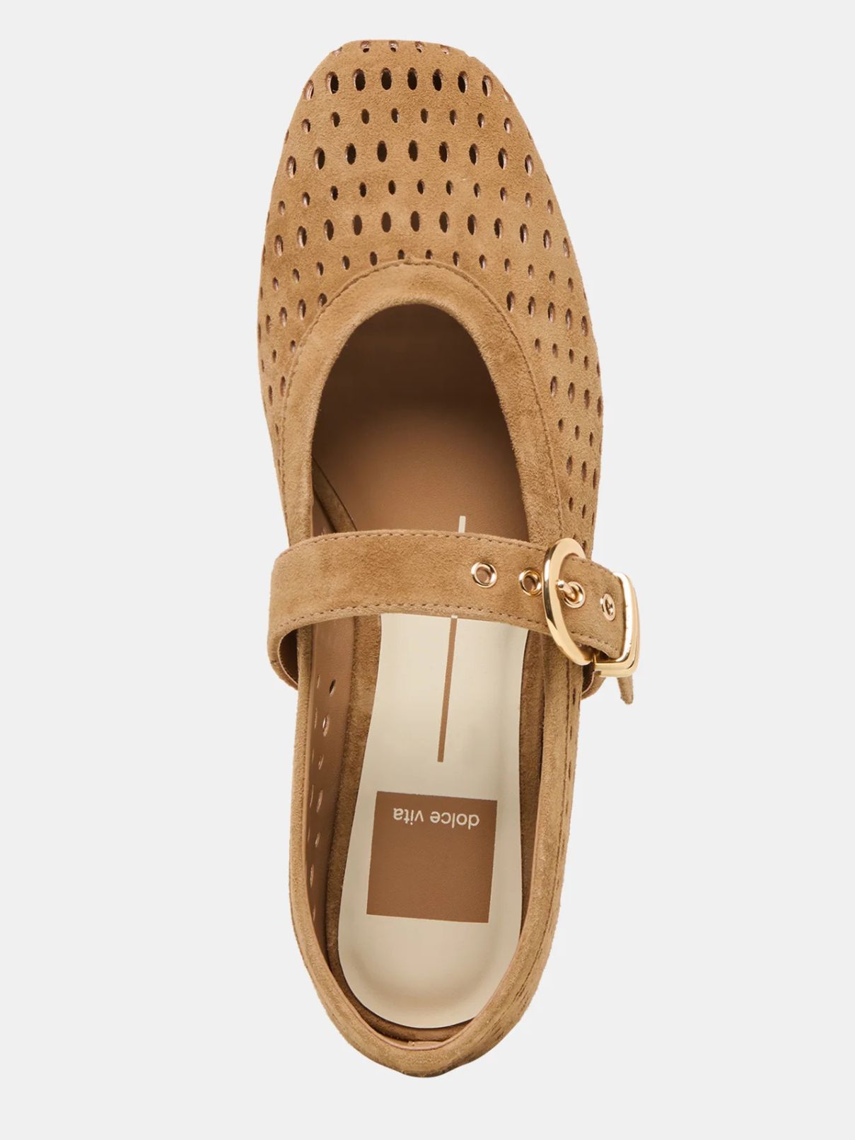 Dolce Vita Mikel Flat in Lt Brown Perforated Suede