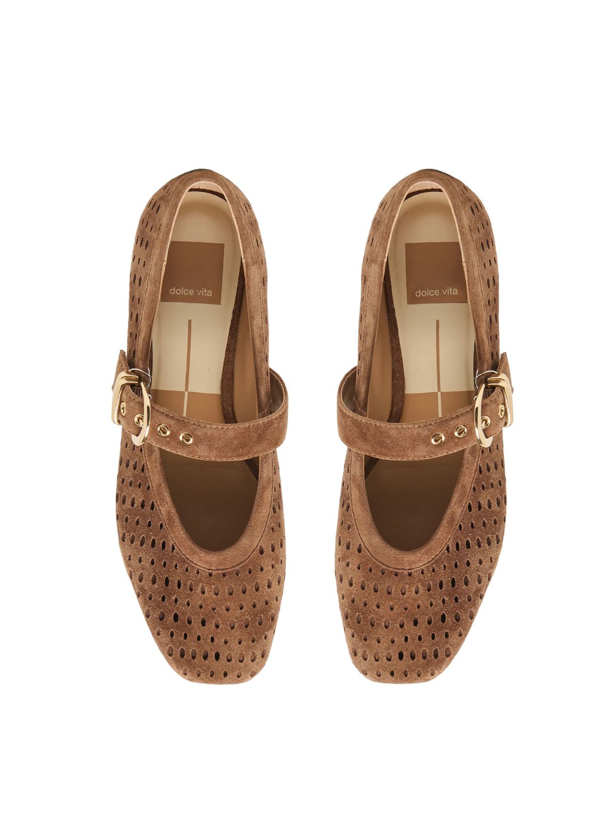 Dolce Vita Mikela Perforated Suede Ballet Flats in Cocoa