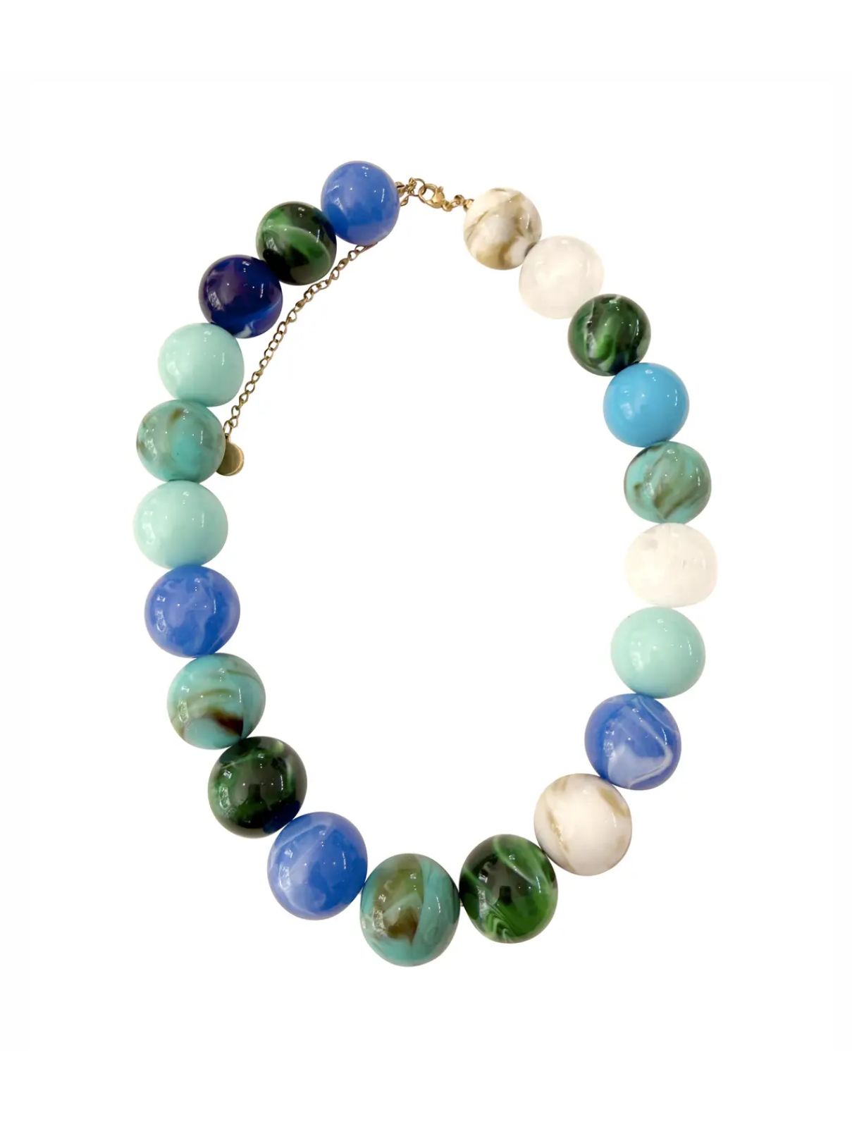 Dora Chunky Beaded Necklace in Blue Mix