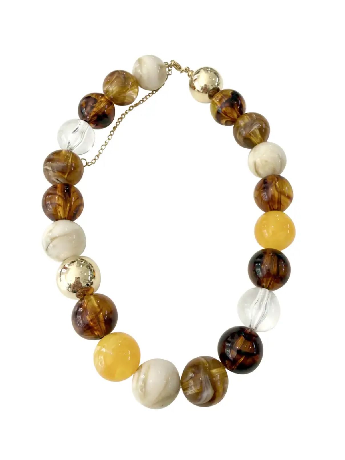 Dora Chunky Beaded Necklace in Brown Mix