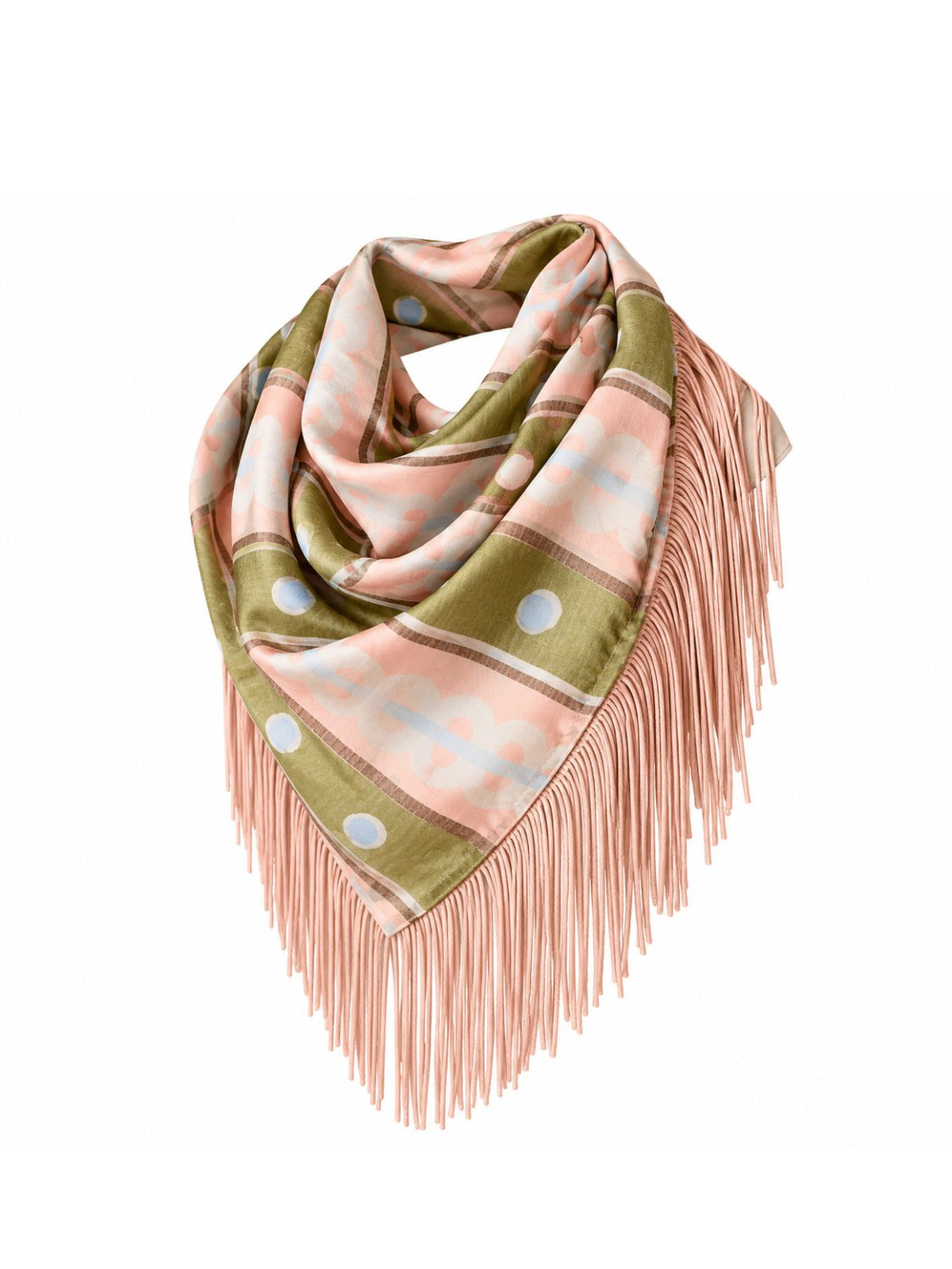 Dots & Stripes Fringe Scarf in Pastel Pink/Green/Blue