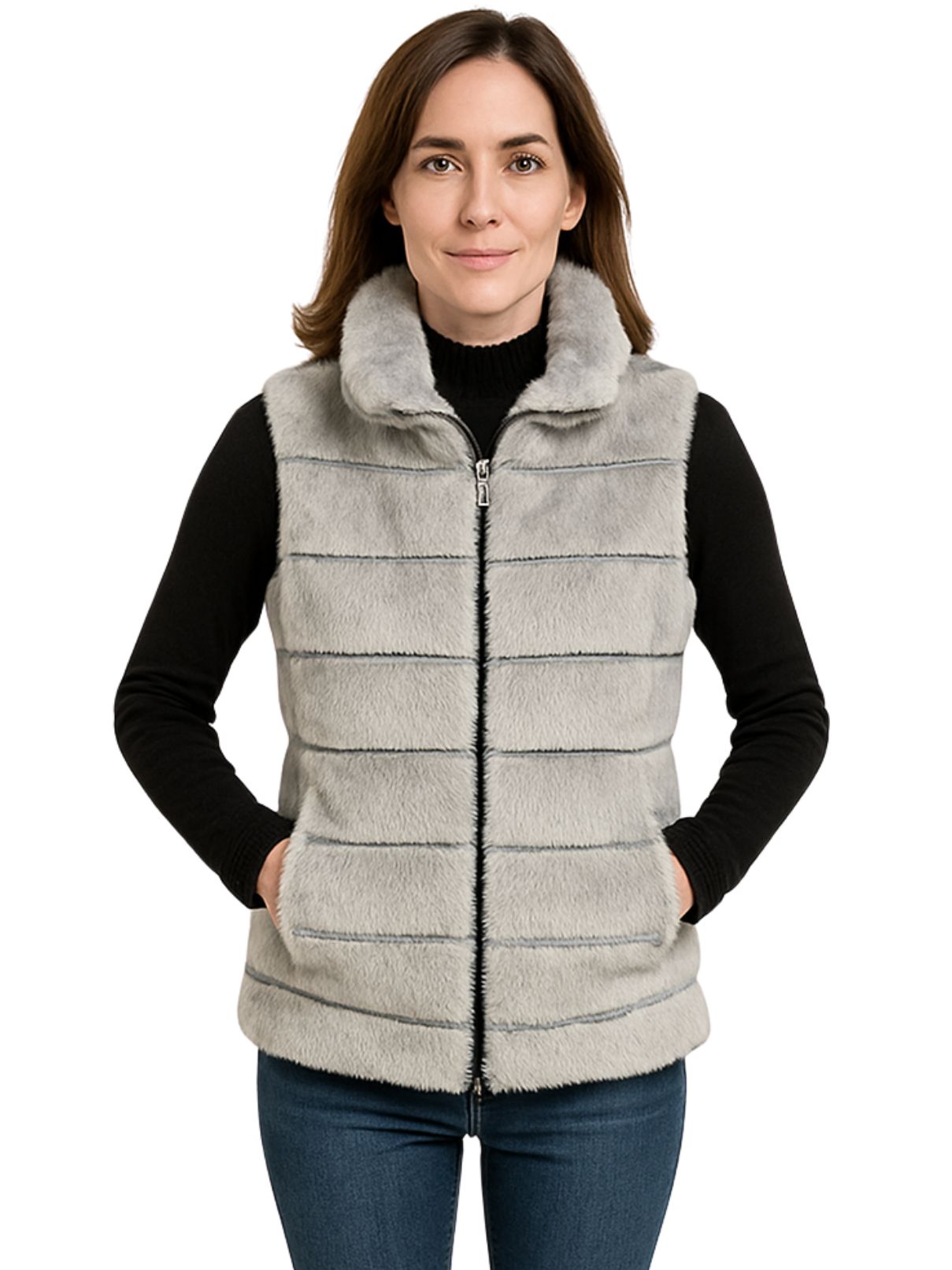 Dylan Fur Love Hi-Lo Vest in Winter White