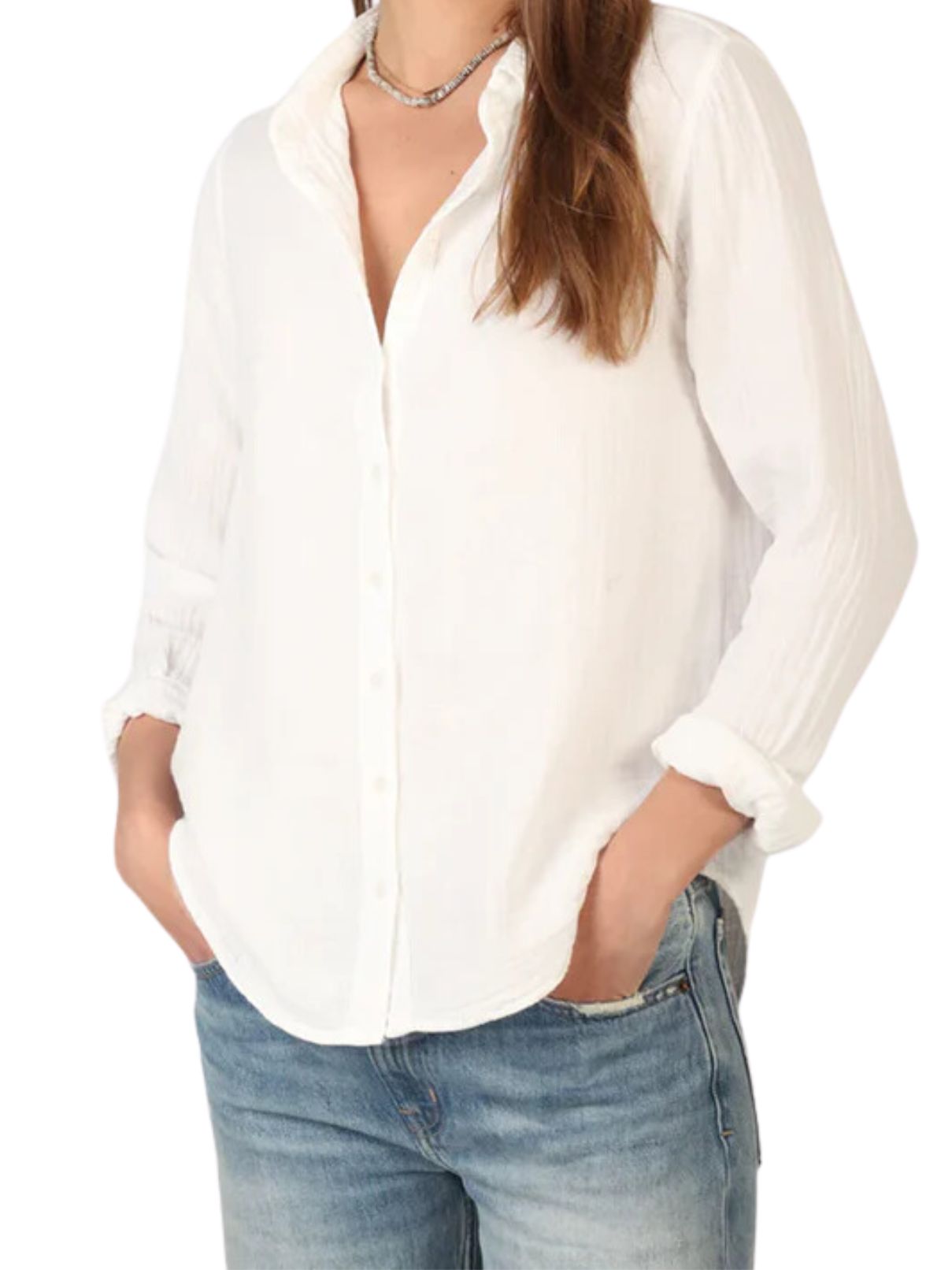 Dylan Gauze Taylor Shirt in White