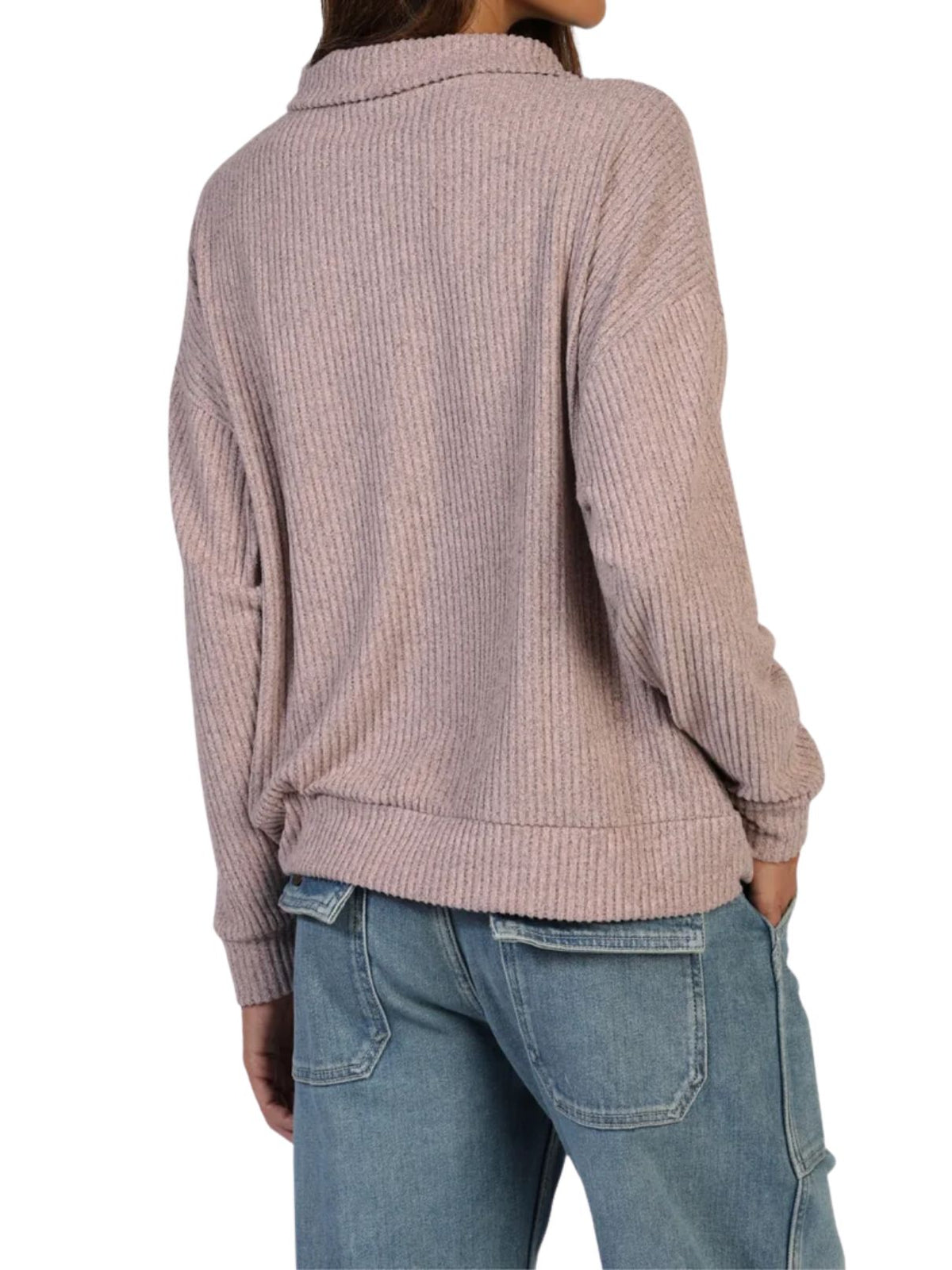 Dylan Hampton Zip Pullover in Heather Pink