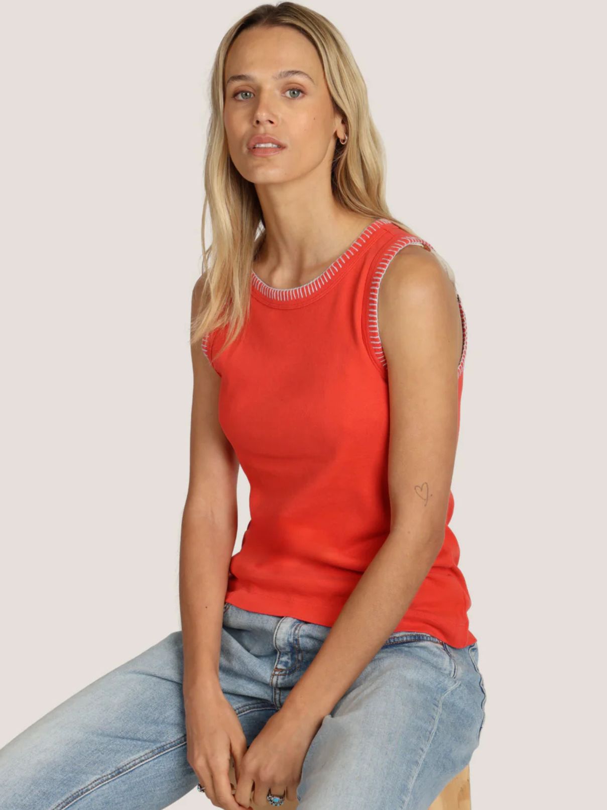 Dylan Jude Rib Tank Red/Malibu Blue
