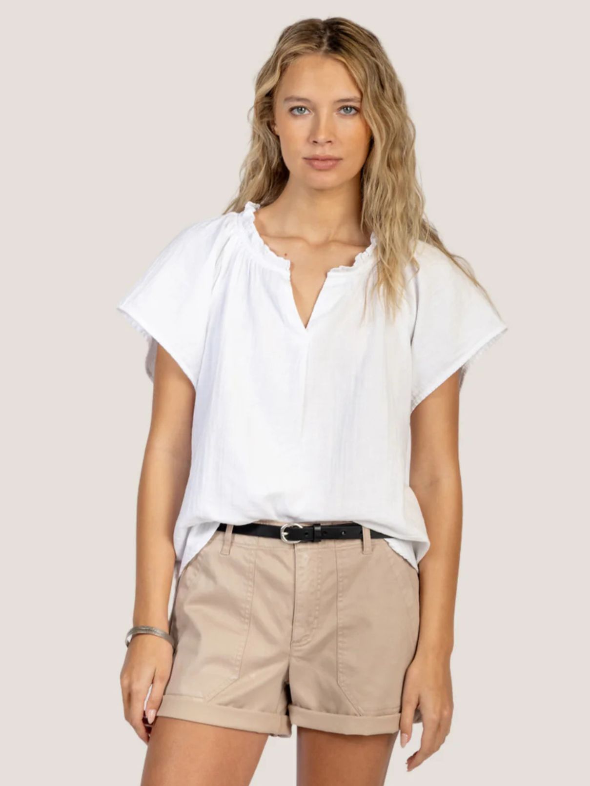 Dylan New S/S Jolie Top in White