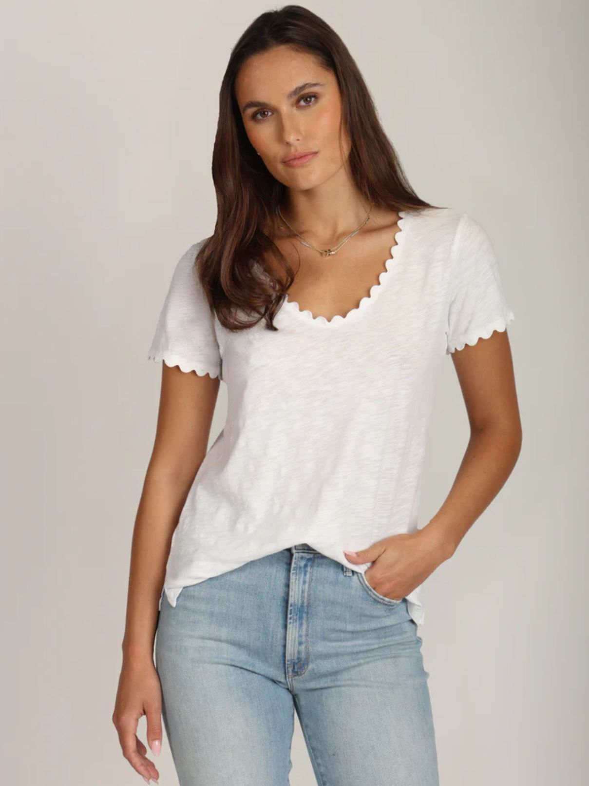 Dylan Ric-Rac Tee in Vintage White