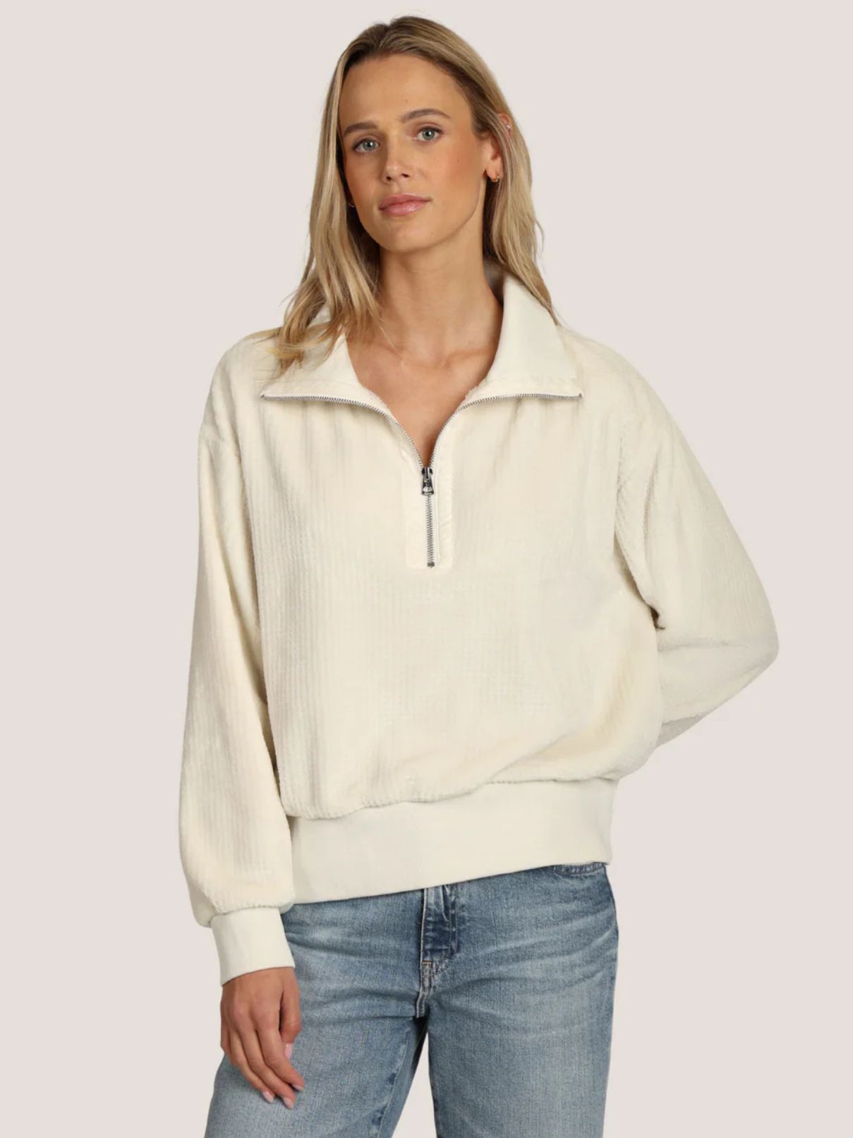 Dylan Skylar Half Zip Top in Winter White