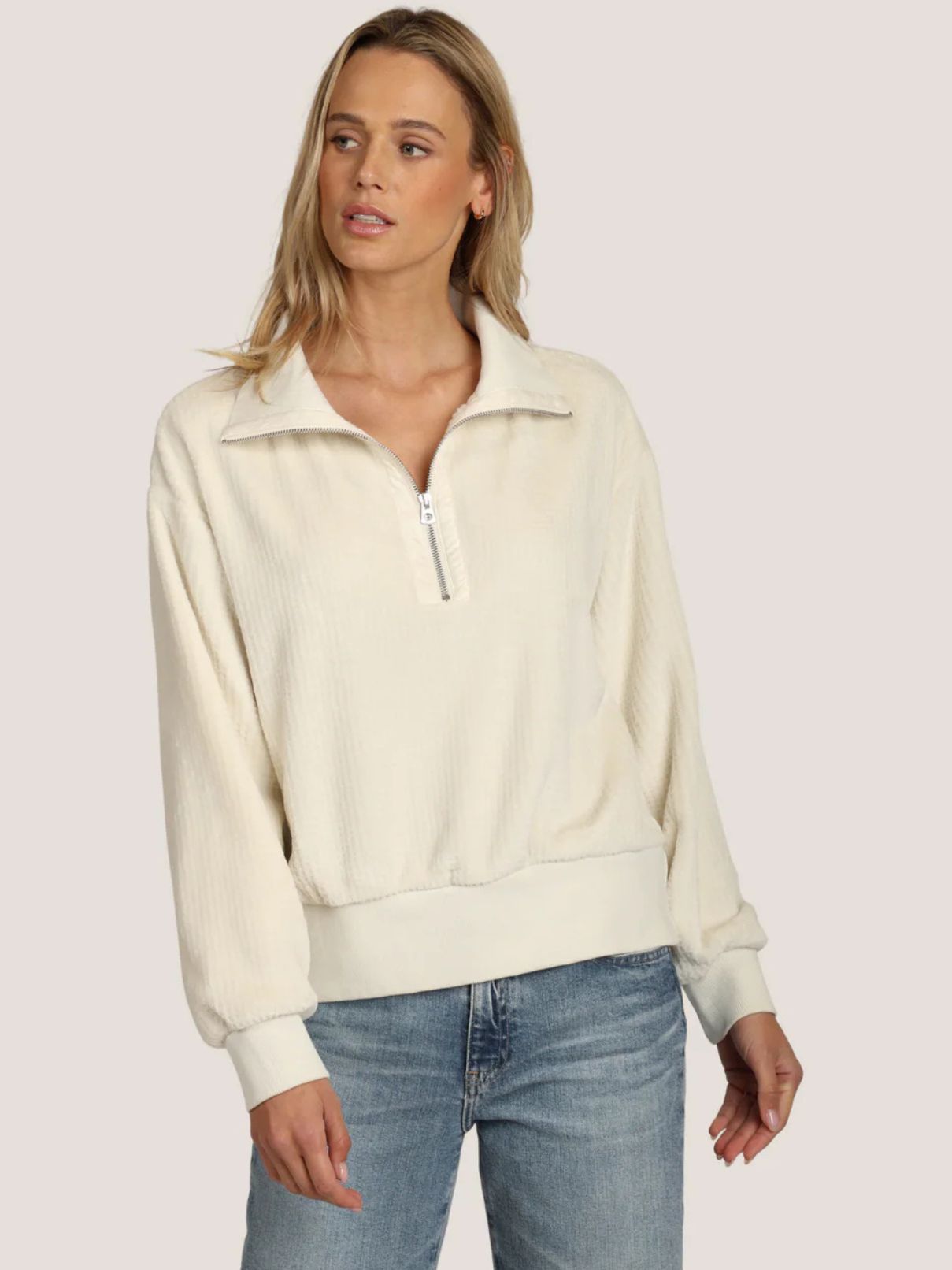 Dylan Skylar Half Zip Top in Winter White