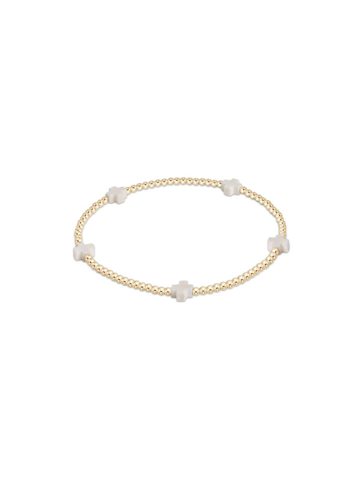 E Newton Signature Cross 2mm Bead in Off White