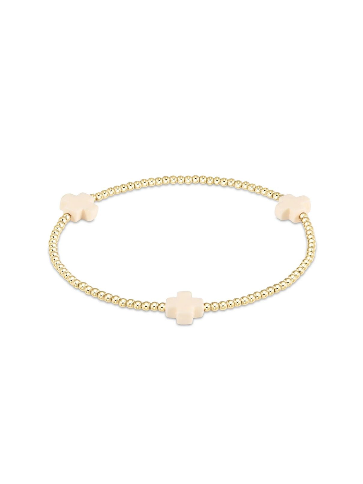 E Newton Signature Small Cross 2MM Bracelet in Off White