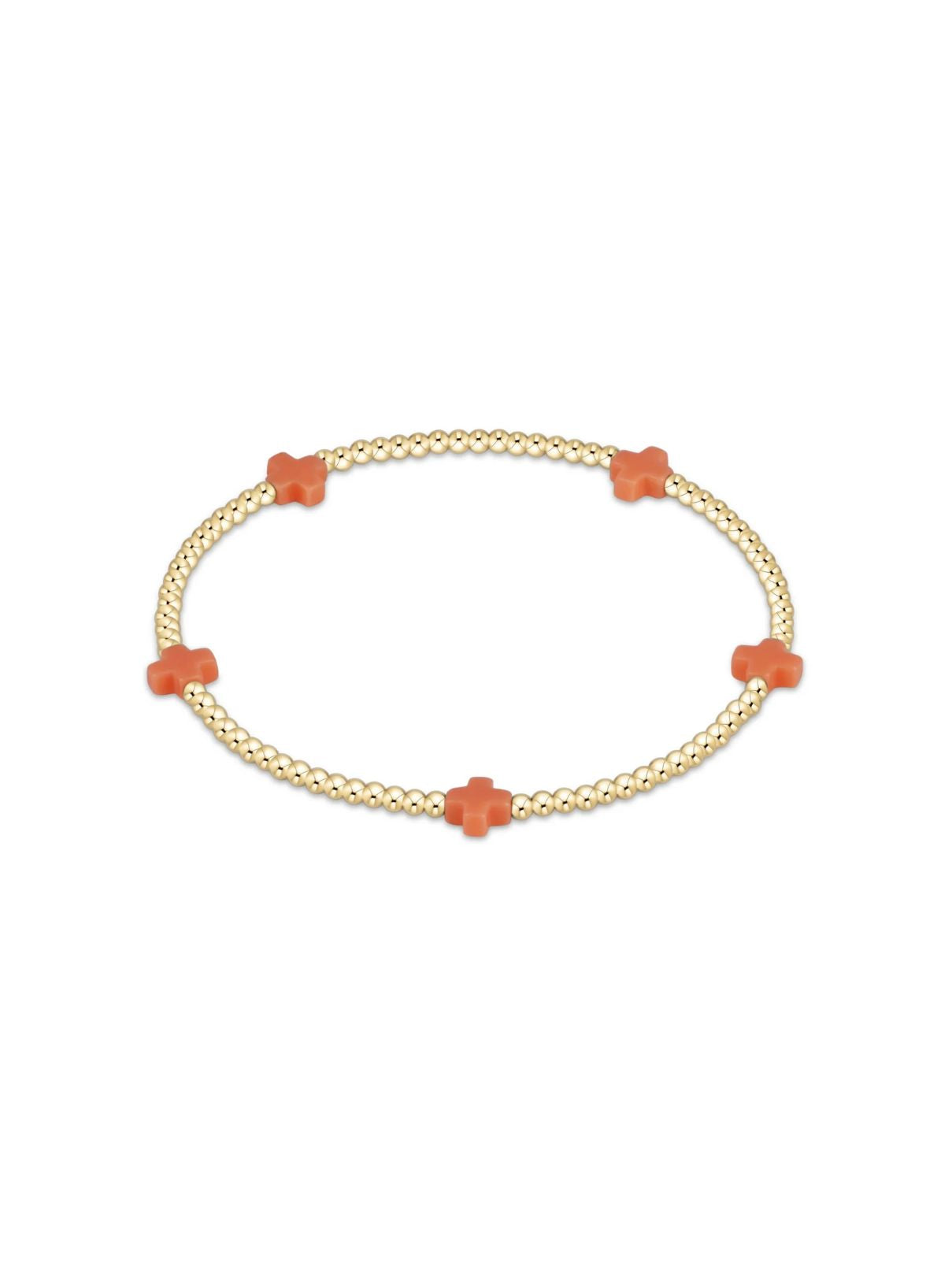 E Newton Signature Tiny Cross 2MM Bead in Coral