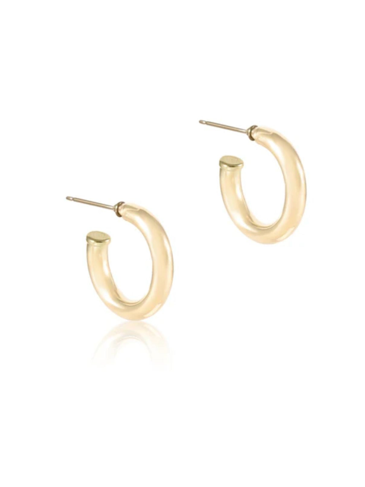 Enewton Round Gold 1" Post Hoop – 4mm Smooth