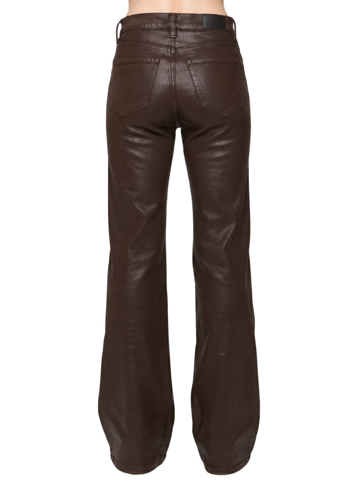Evie Wax Coated High Rise Slim Boot Jeans in Mocha