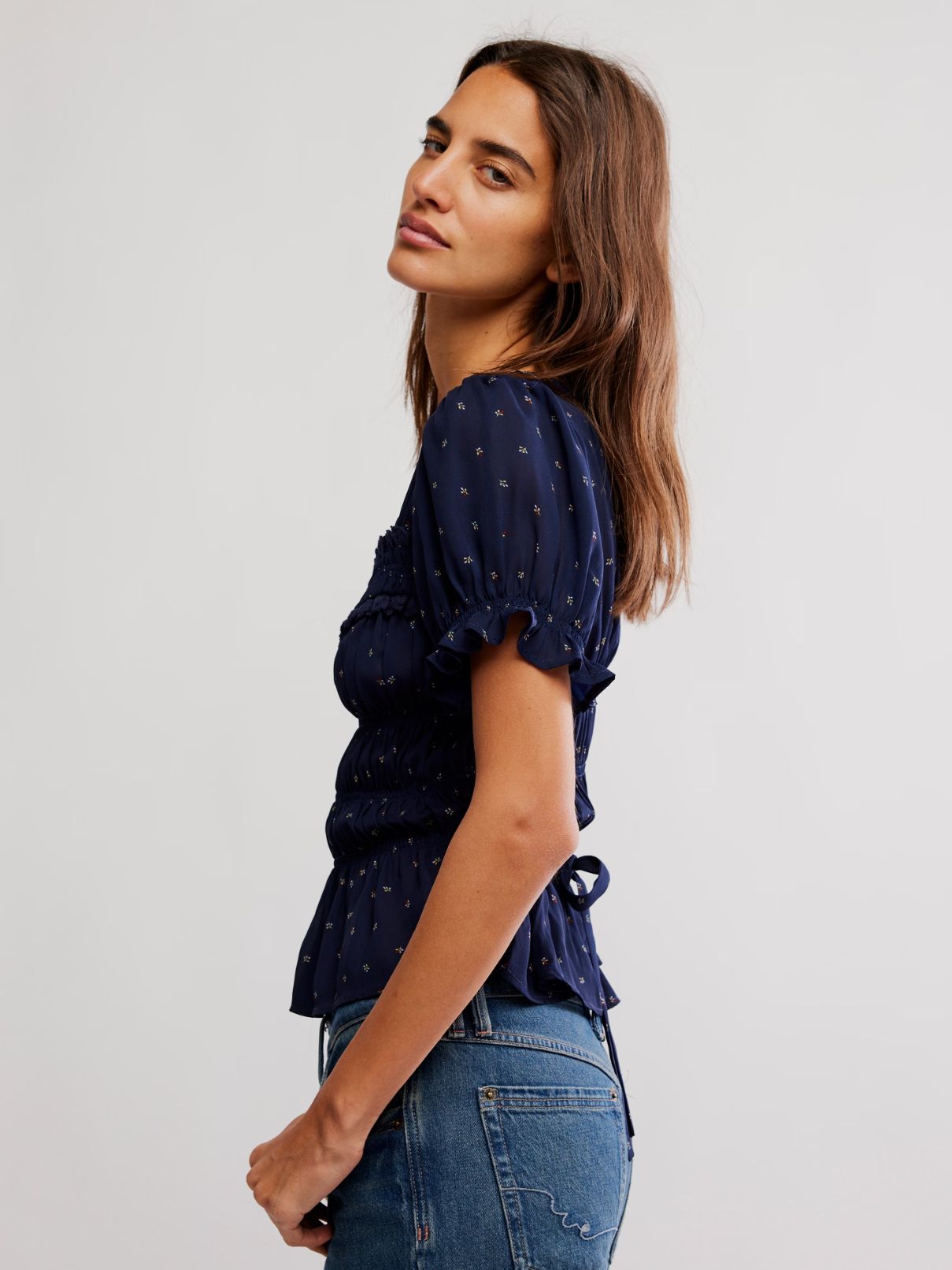Free People Adore You Blouse in Peacoat