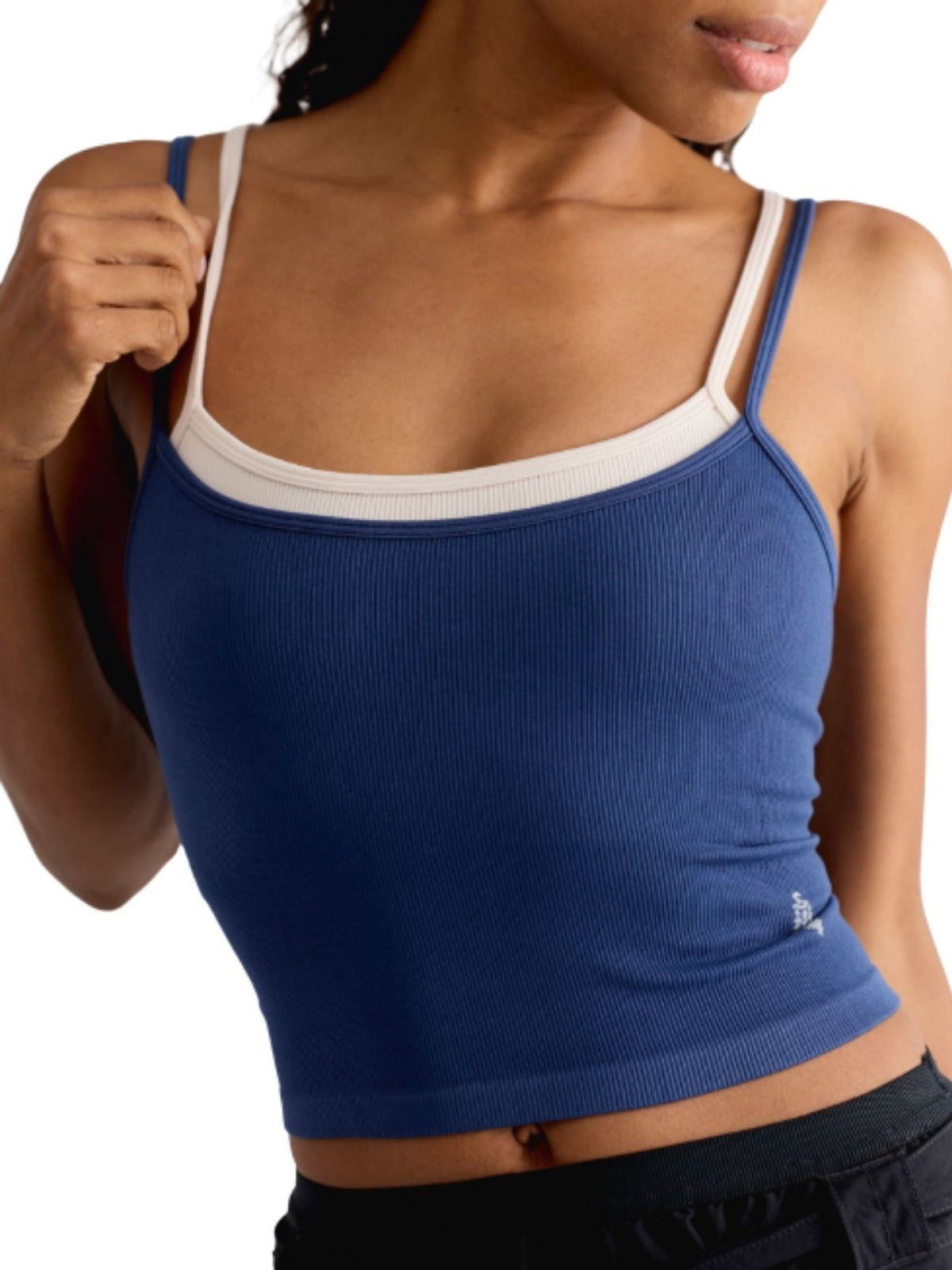 Free People All Clear Coastline Cami in Navy with Cream