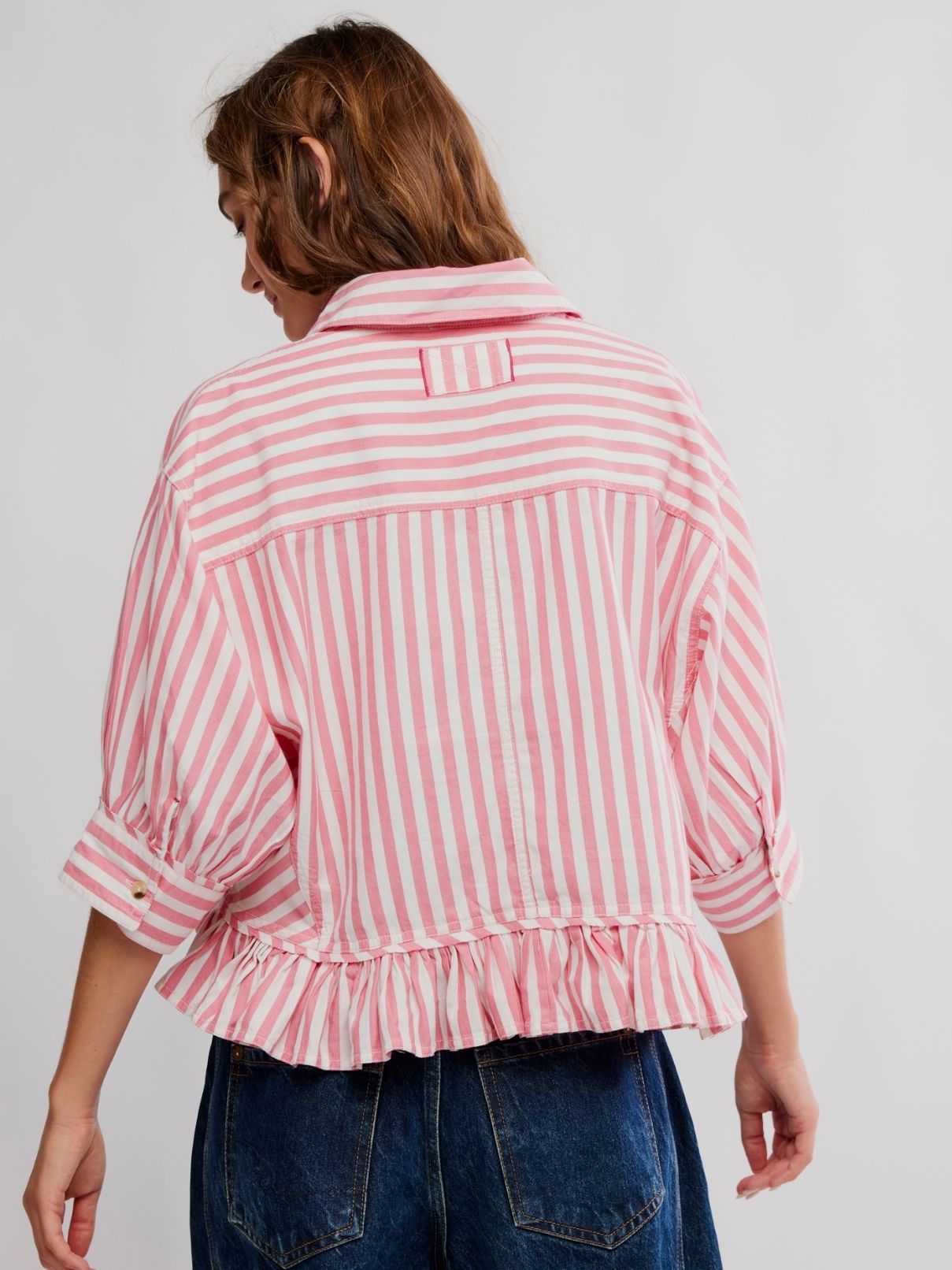 Free People Bailey Stripe Top in Coral Stripe