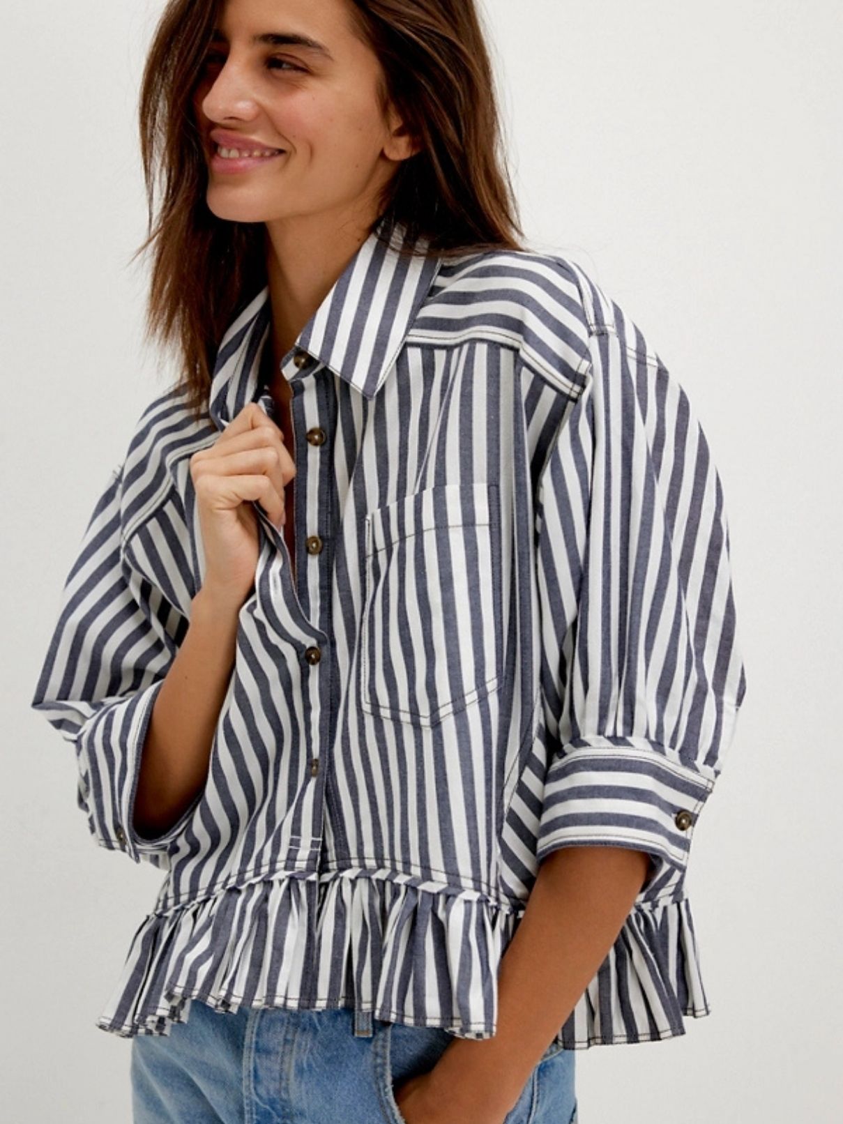 Free People Bailey Stripe Top in Nautical Navy
