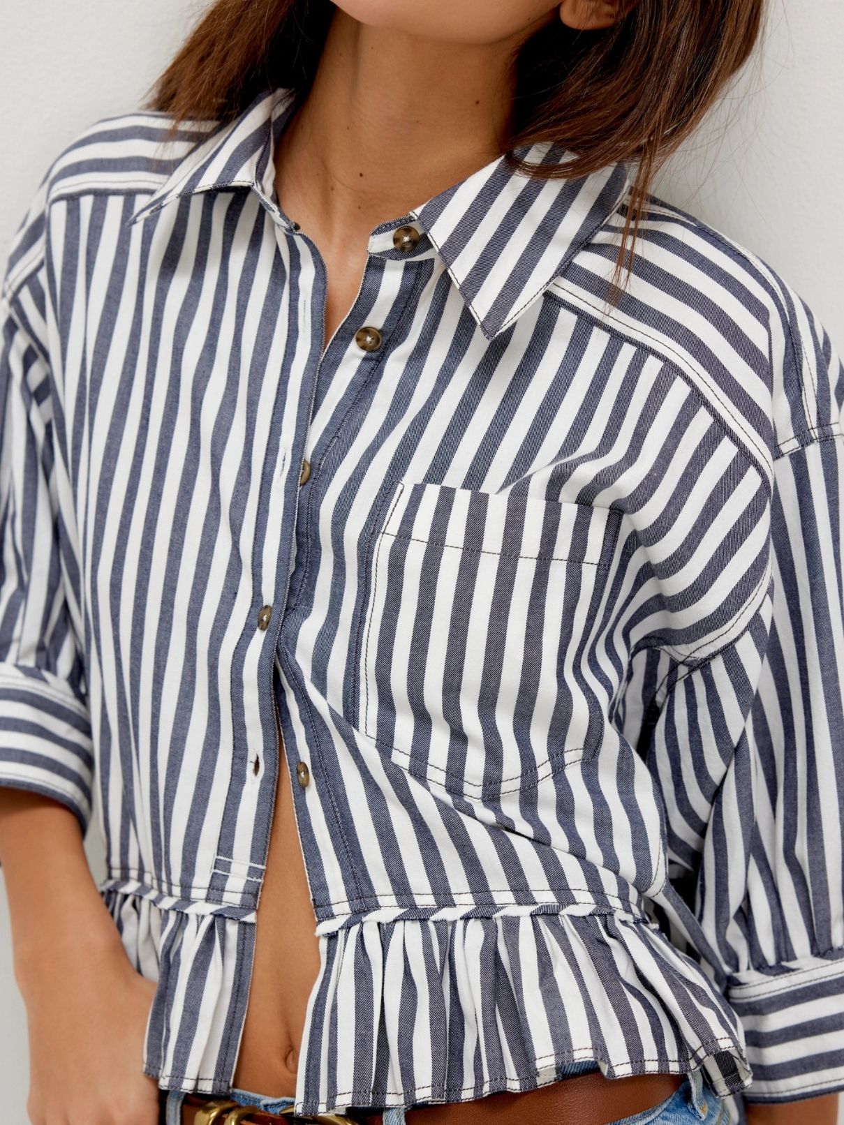 Free People Bailey Stripe Top in Nautical Navy