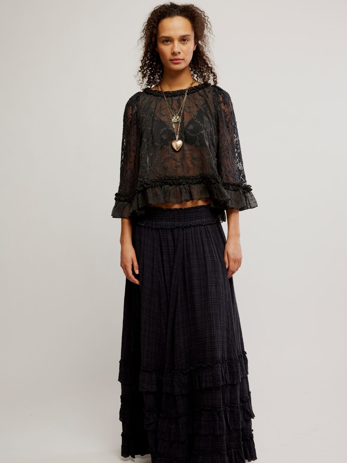 Free People Carly Cape Top in Bitumen
