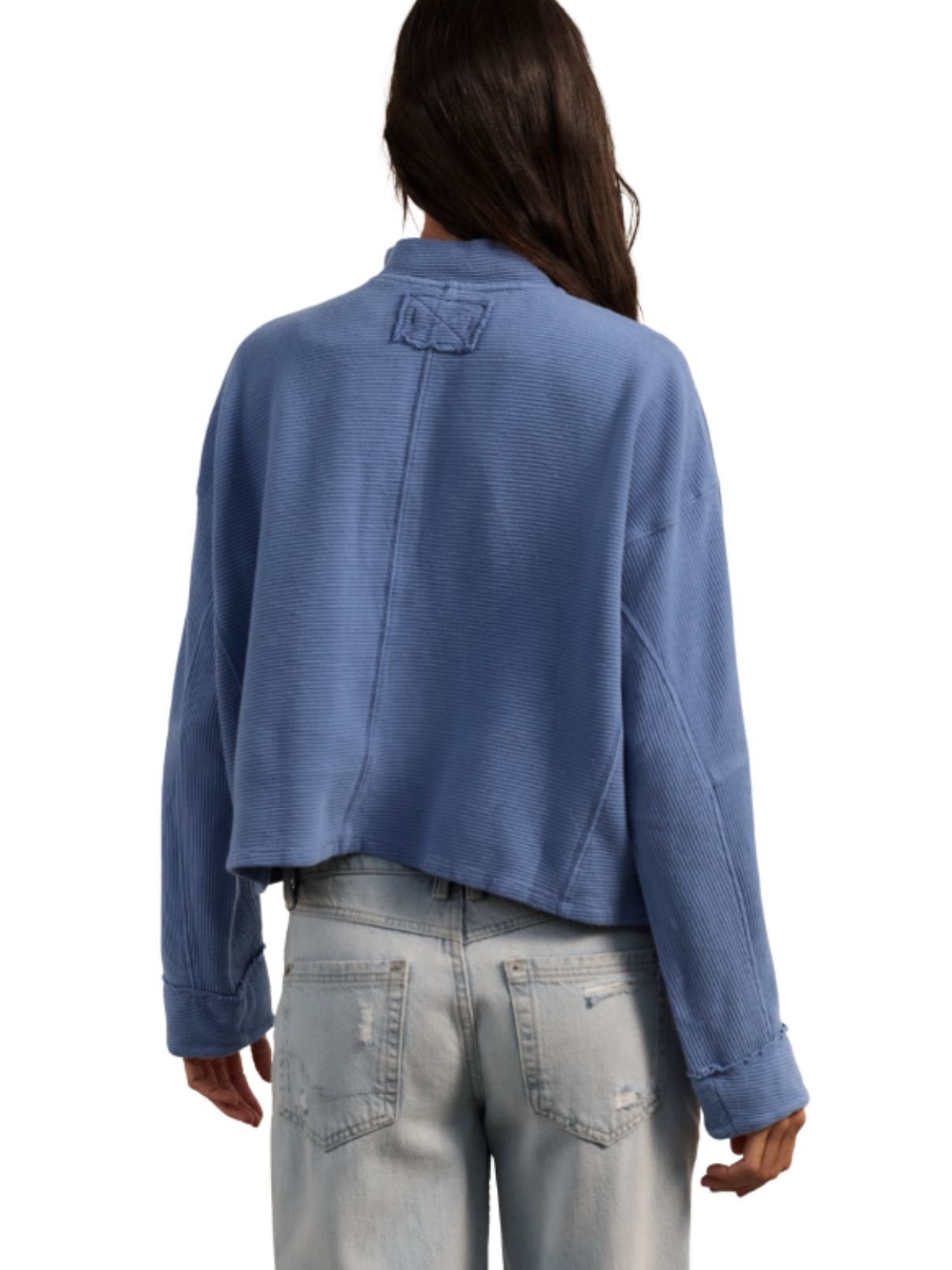 Free People Celeste Quarter Zip in Blue Bell