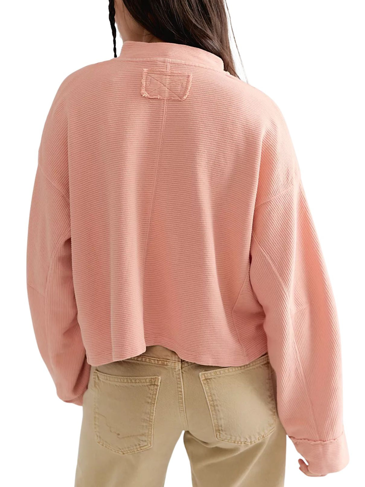 Free People Celeste Quarter-Zip in Coral Pink