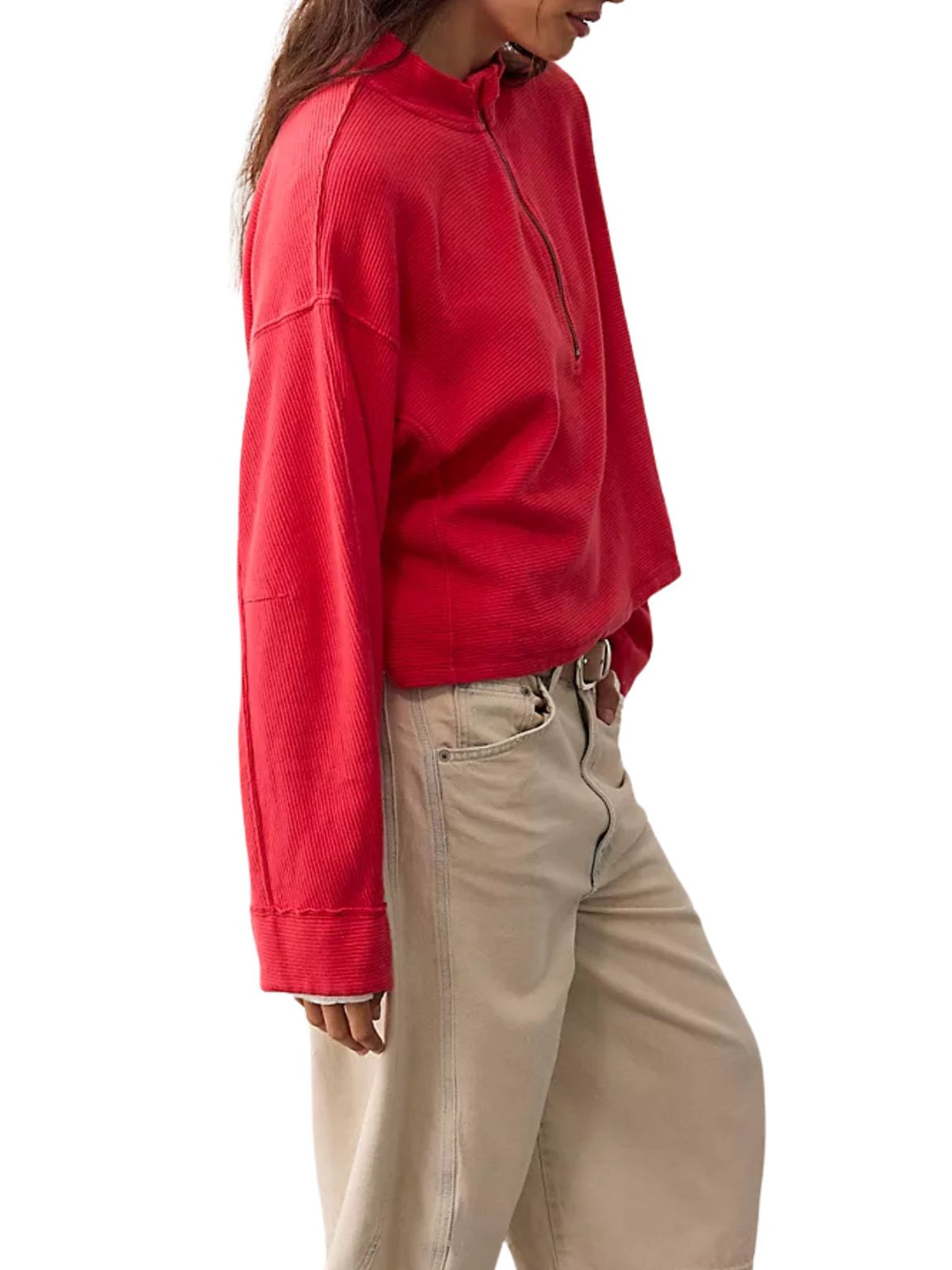 Free People Celeste Quarter-Zip in Salsa