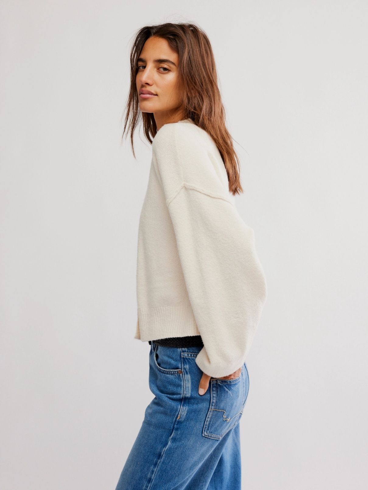 Free People Cool Of The Night Cardi in Ivory