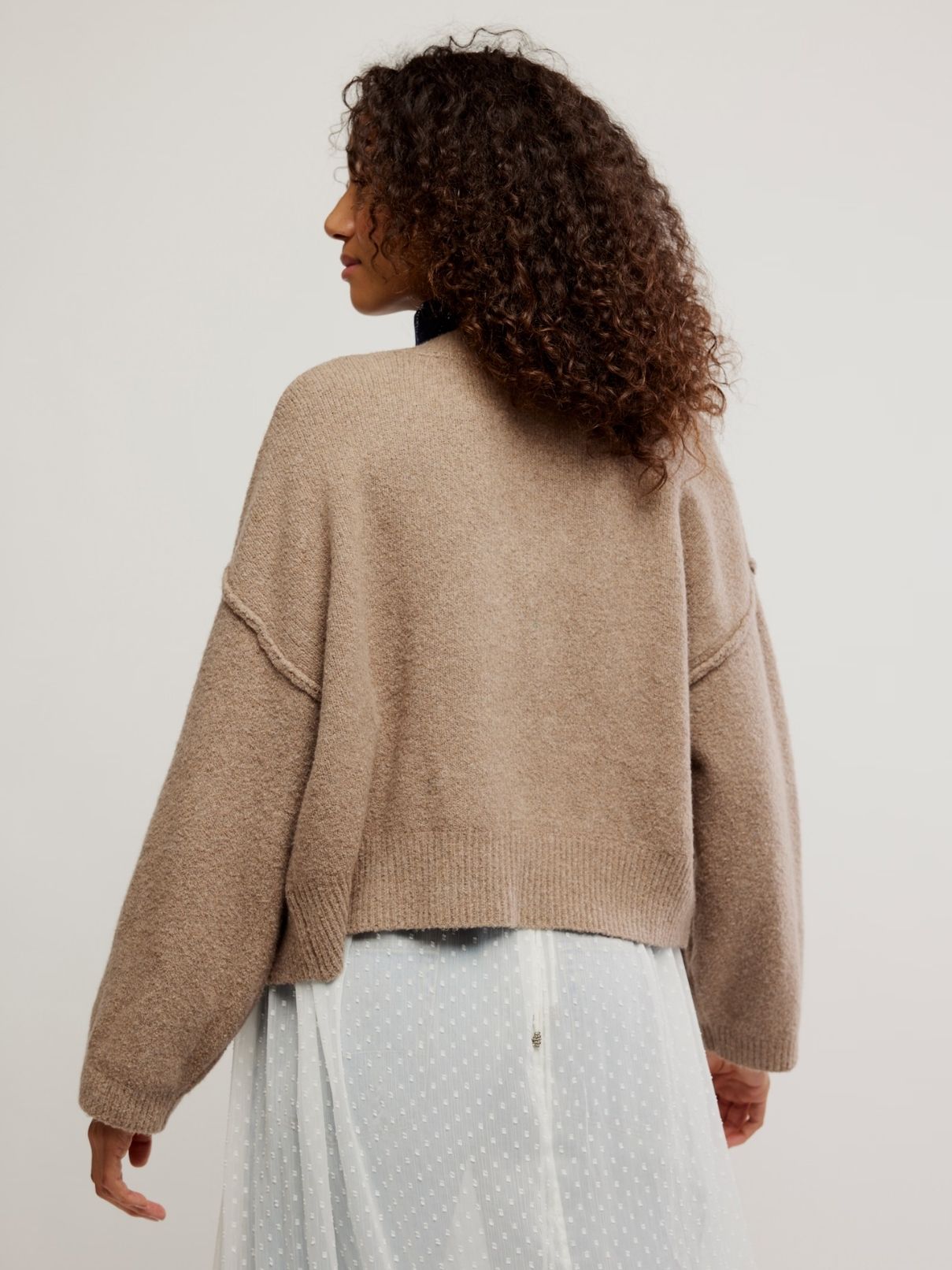 Free People Cool Of The Night Sweater in Mocha Melange