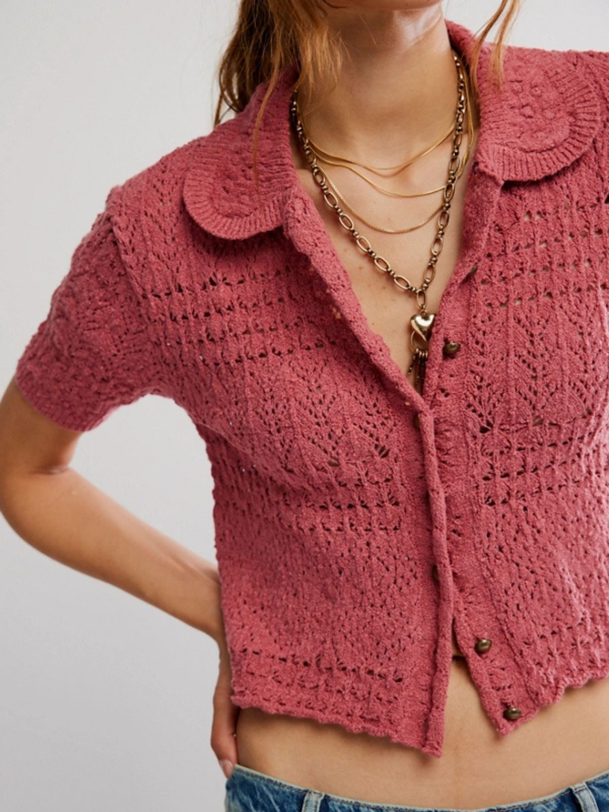 Free People Daylight Cardigan in Faded Rose
