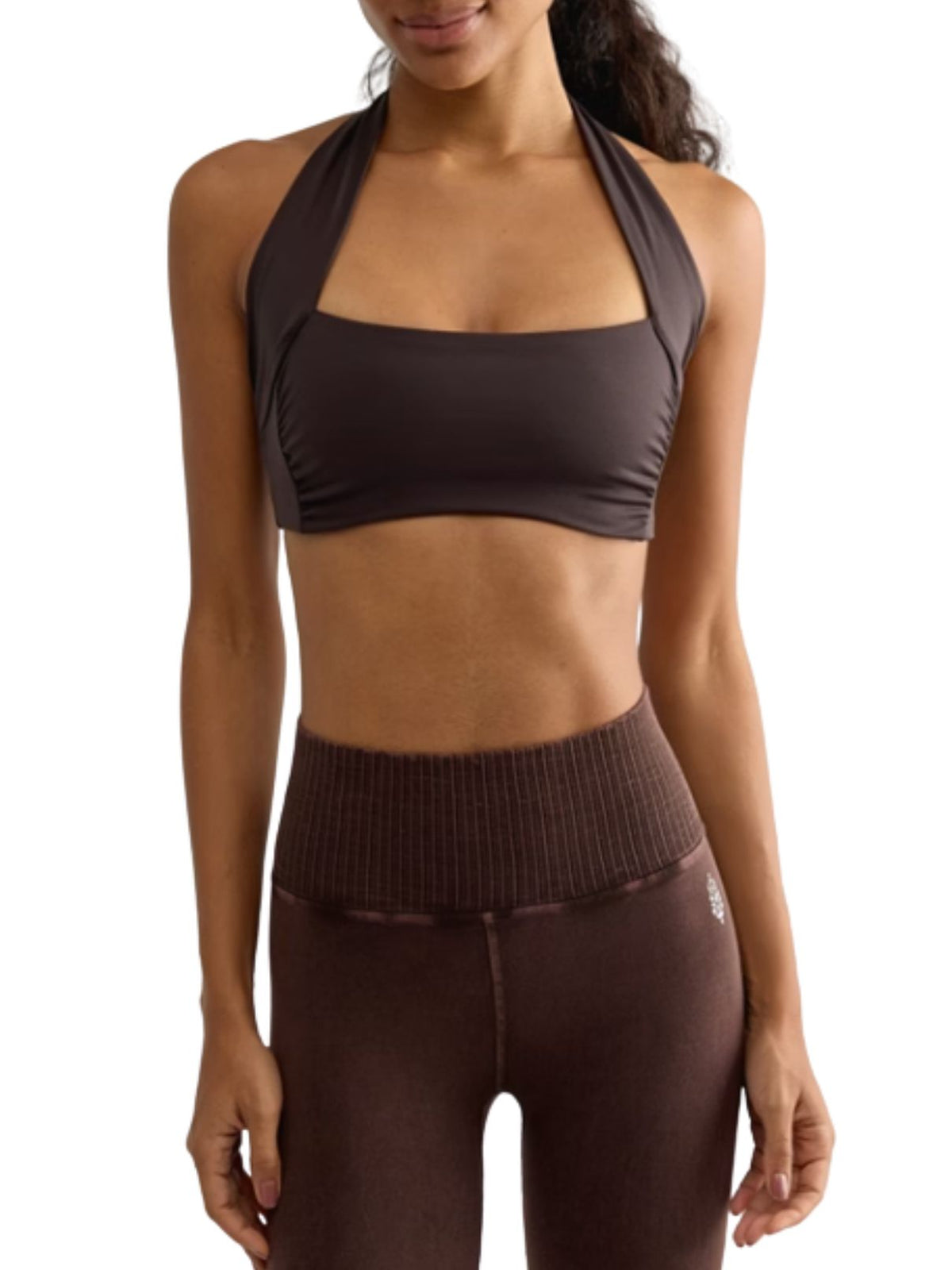 Free People Don't Let Go Halter Sports Bra in Chocolate