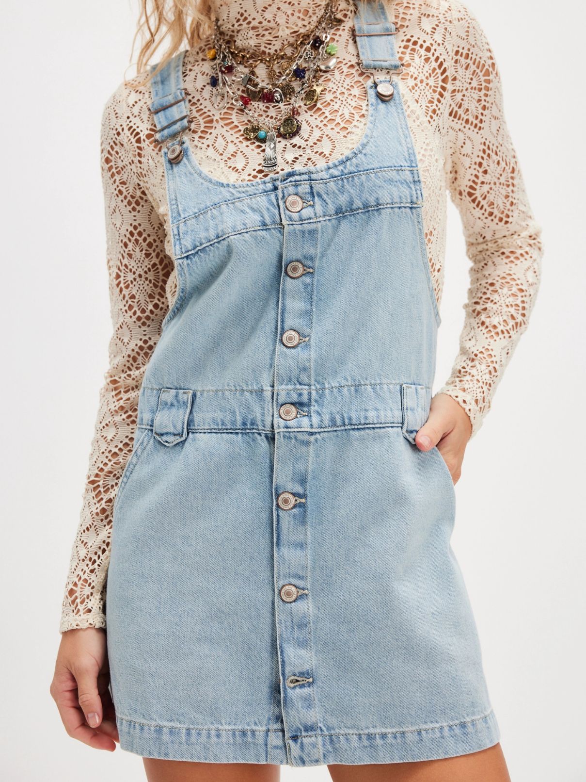 Free People Edie Denim Skirtall in Apple Blues