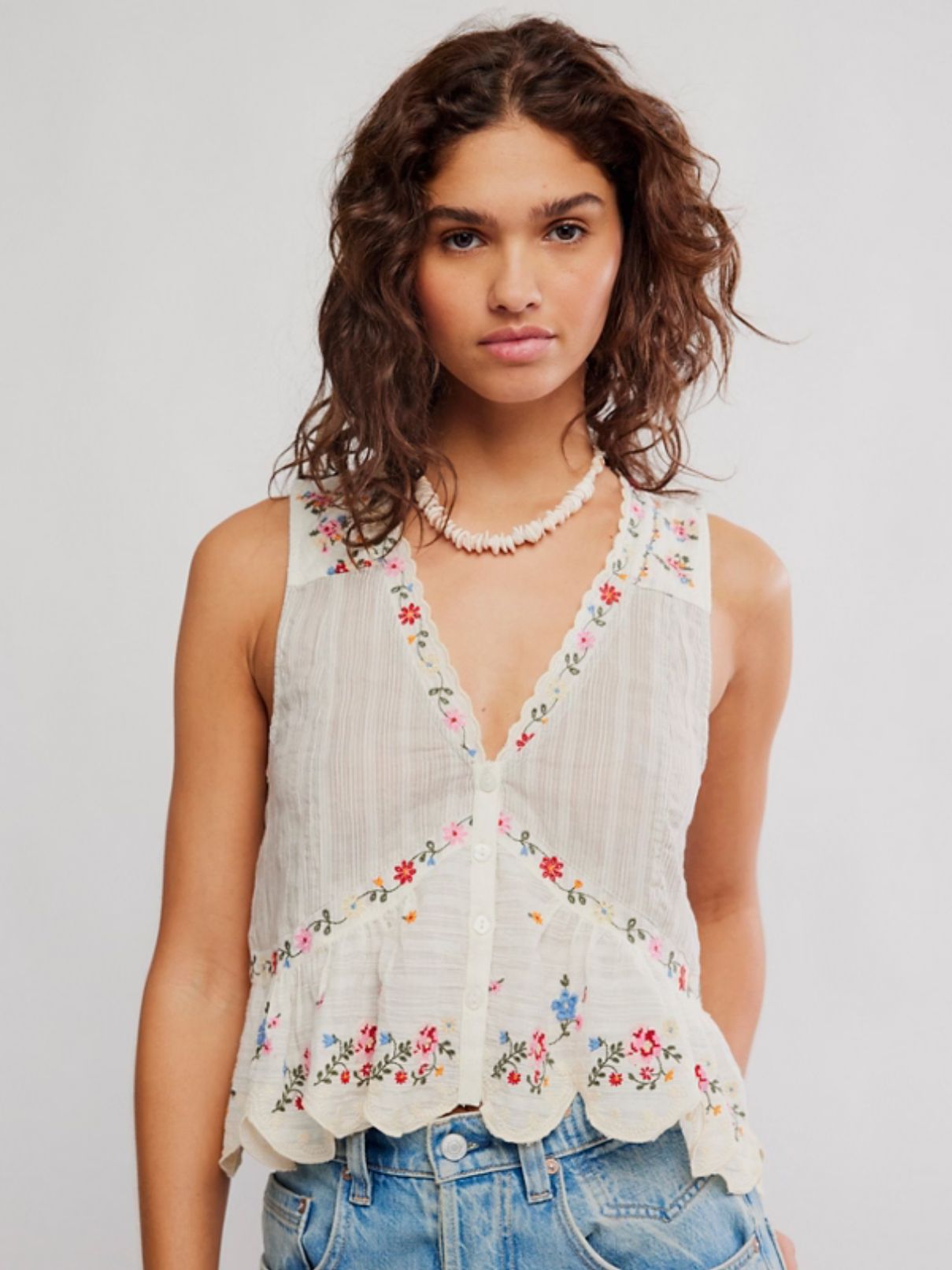 Free People Ellis Blouse in Tea