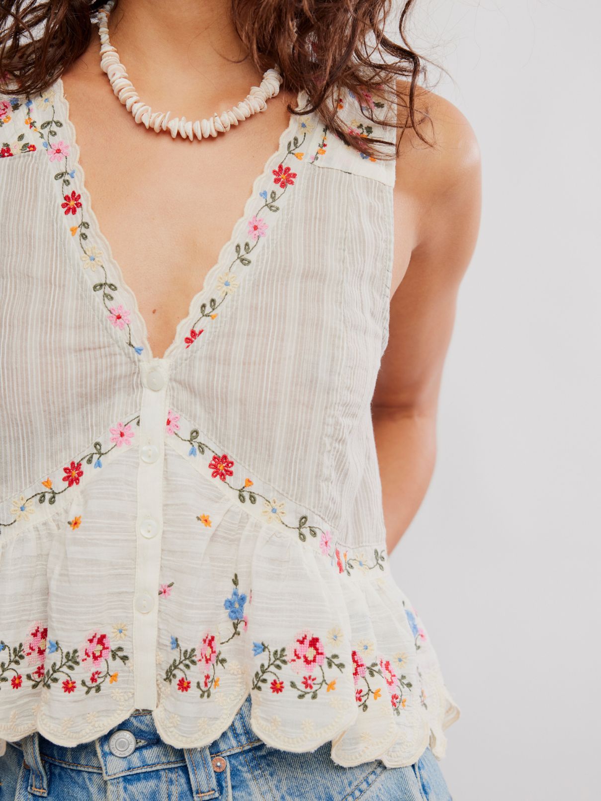 Free People Ellis Blouse in Tea