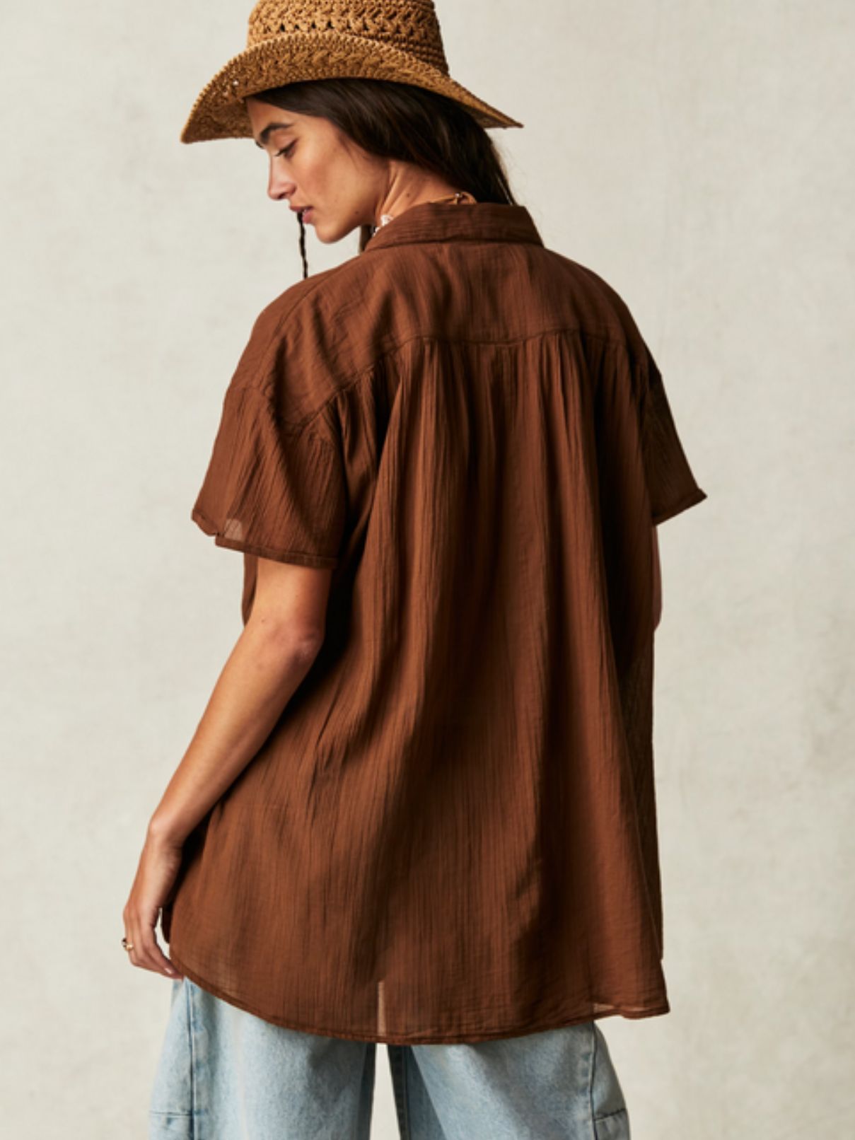 Free People Float Away Shirt in Chocolate Love