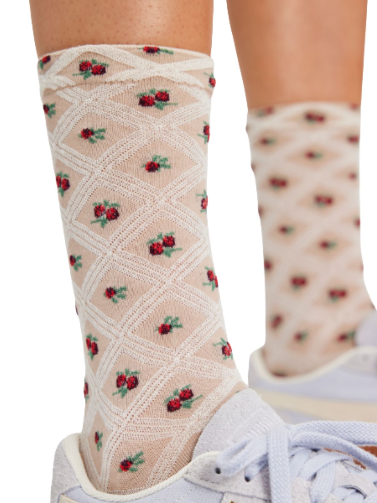 Free People Floral Jacquard Trouser Socks – Ivory