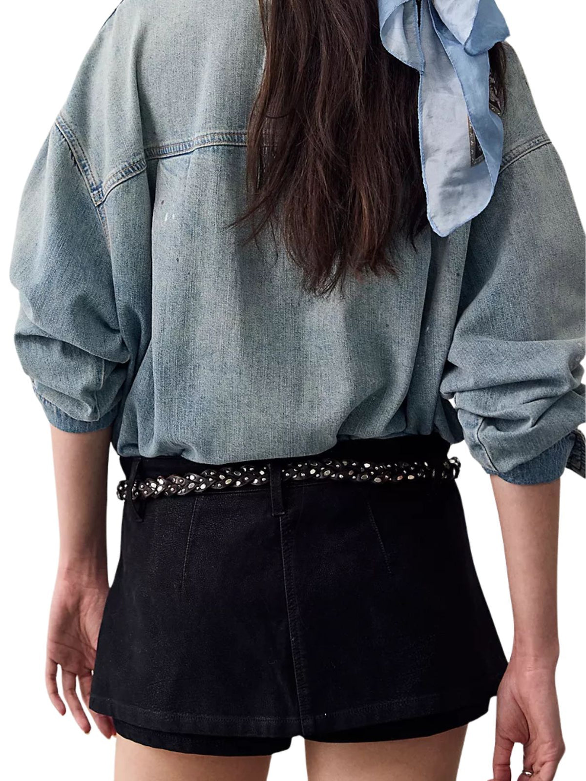 Free People Gallivanting Vegan Suede Peekaboo Skort in Black