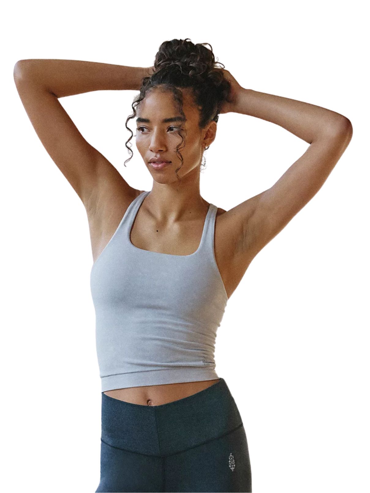 Free People Go To Smooth Square Neck Cami in Washed Ice Gray