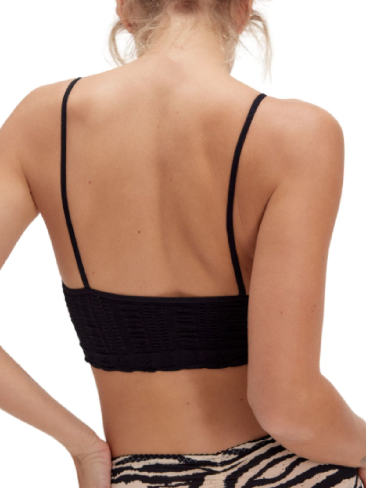 Free People Heirloom Seamless Longline V-Neck Bralette in Black