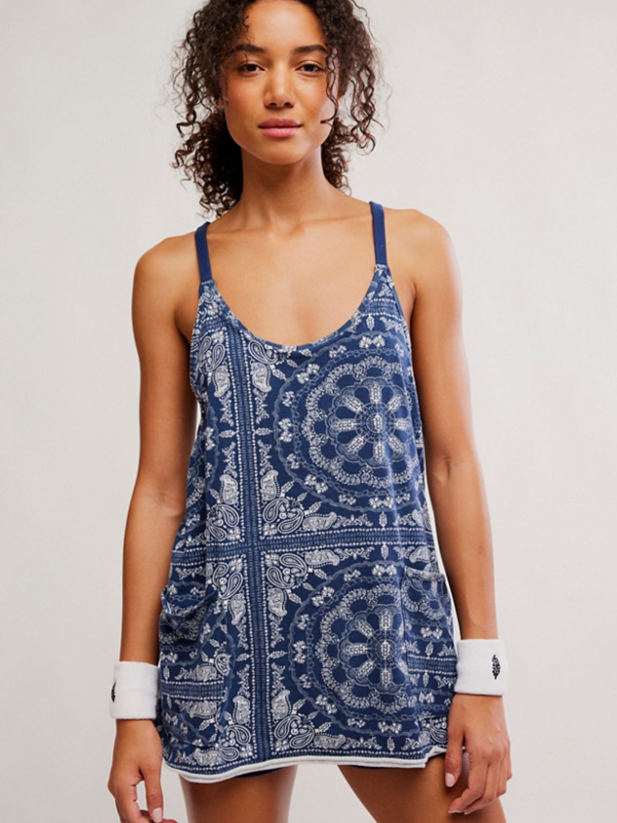 Free People Hot Shot Mini Bandana Navy Print