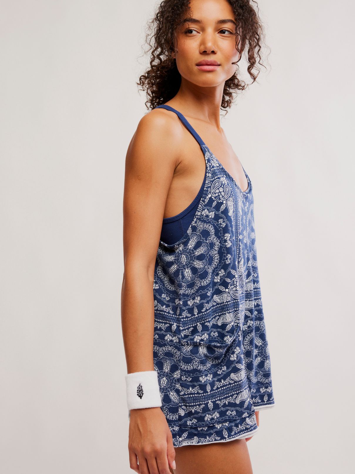 Free People Hot Shot Mini Bandana Navy Print